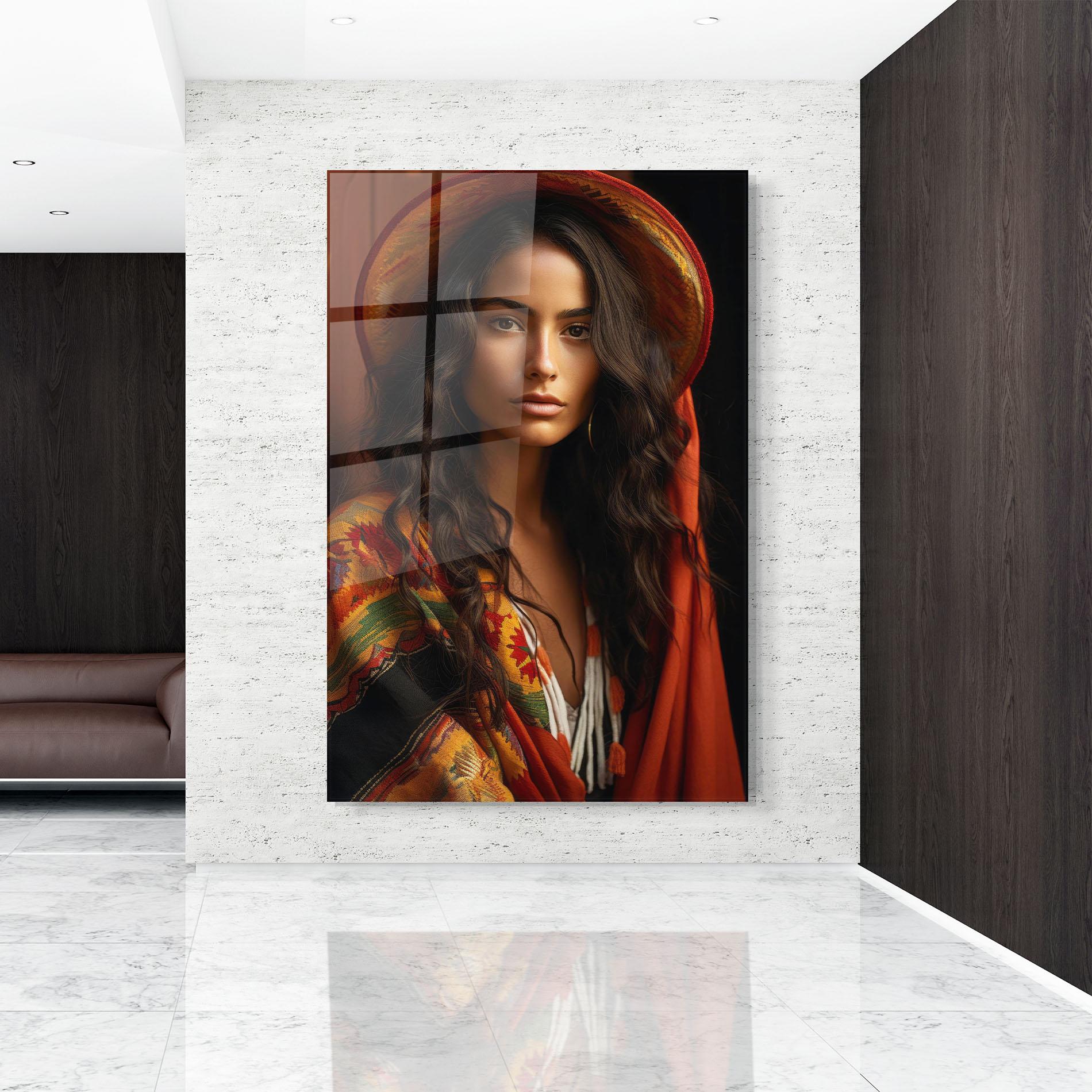 Glasbild Colorful Hat And Scarf mockup 9