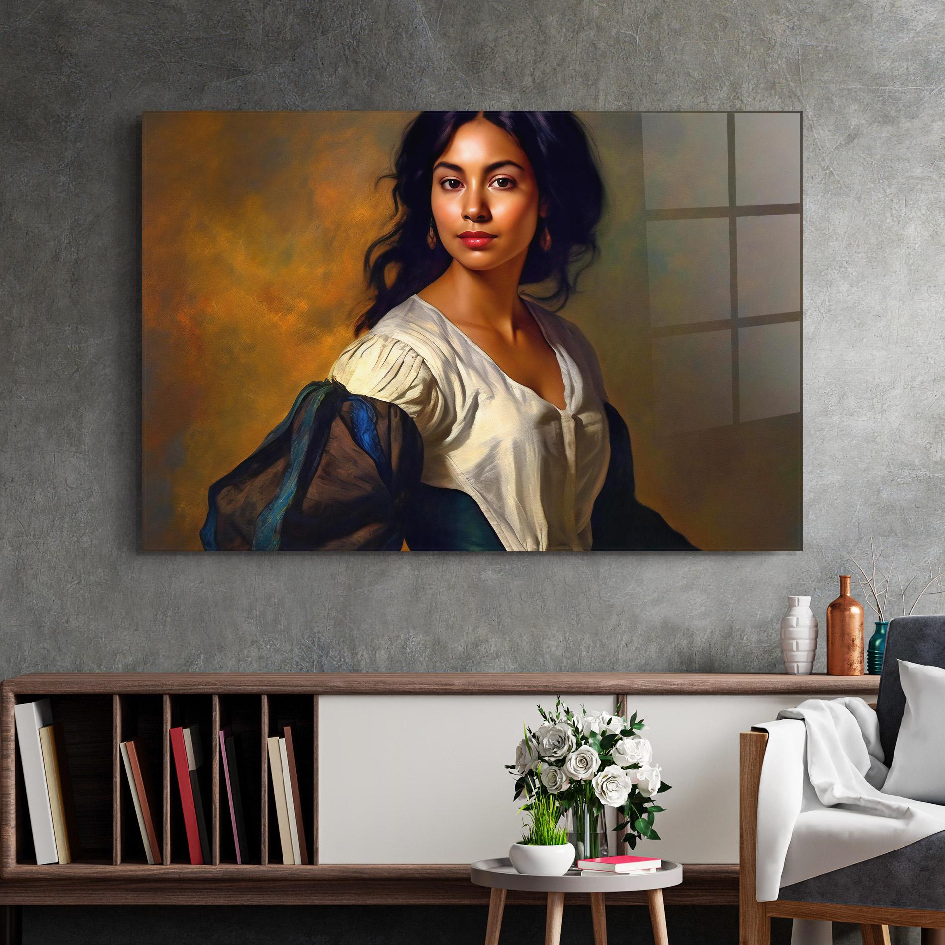 Glasbild Beautiful Brunette Art mockup 2