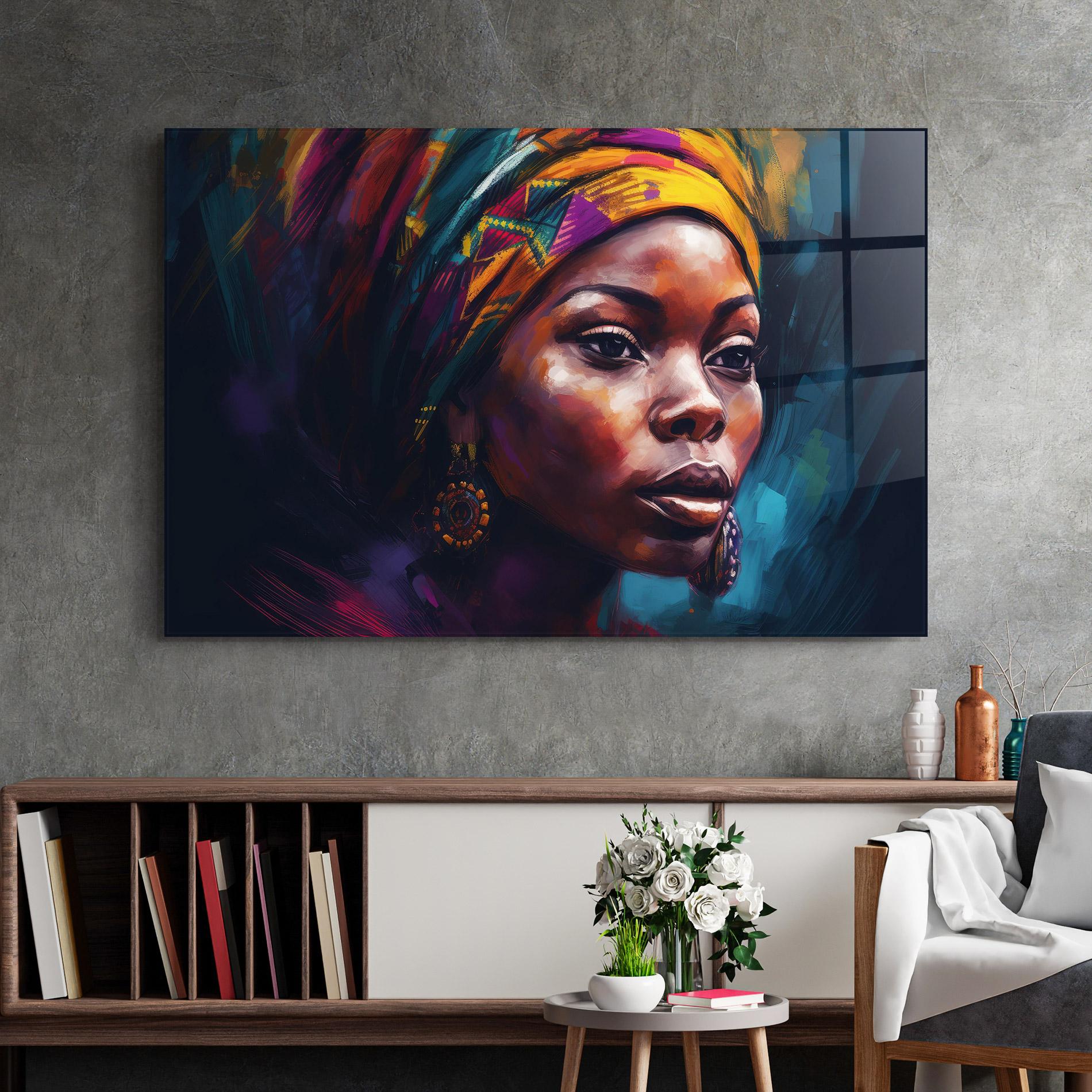 Glasbild Black Traditional Woman mockup 2
