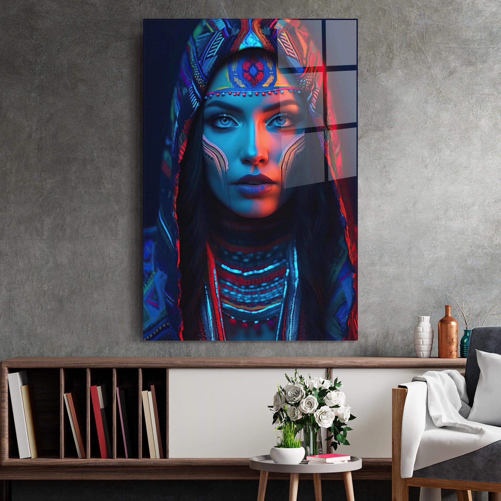 Glasbild Blue Red Light Hood mockup 2