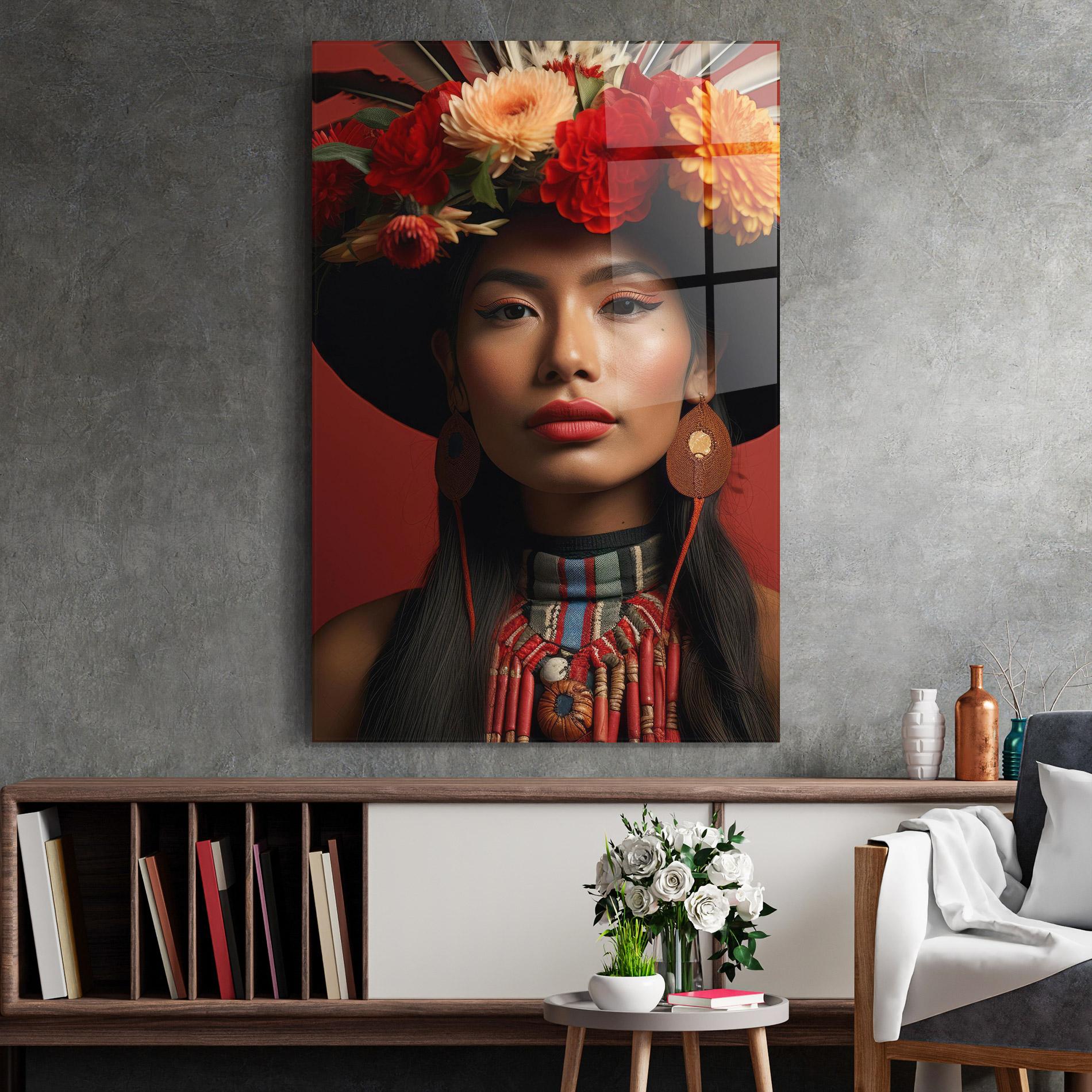 Glasbild Colorful Flowers Hat mockup 2