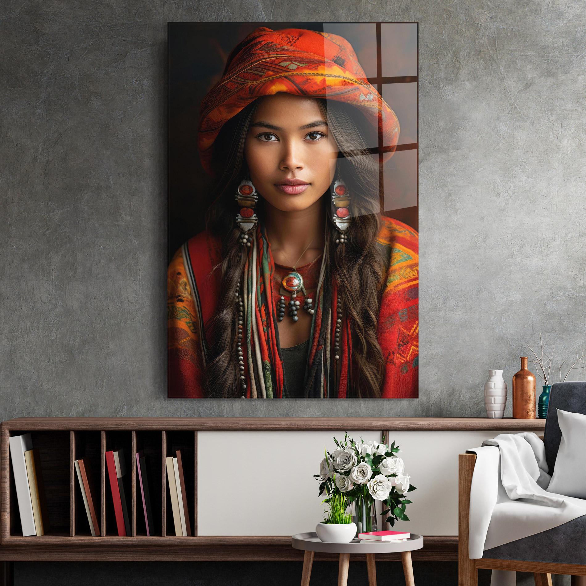 Glasbild Colorful Hat And Earrings mockup 2