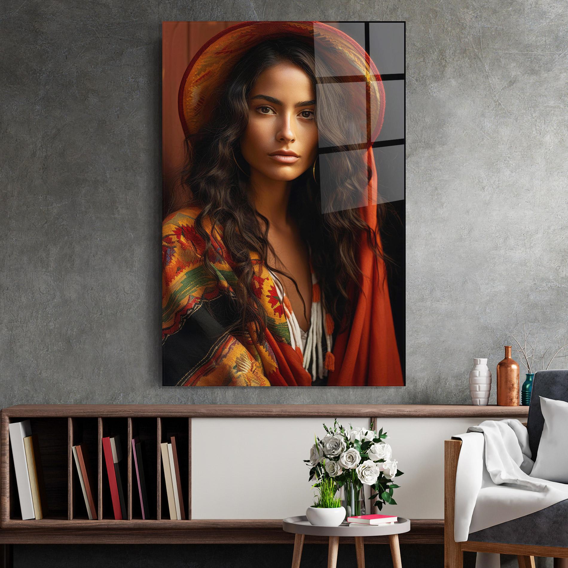 Glasbild Colorful Hat And Scarf mockup 2