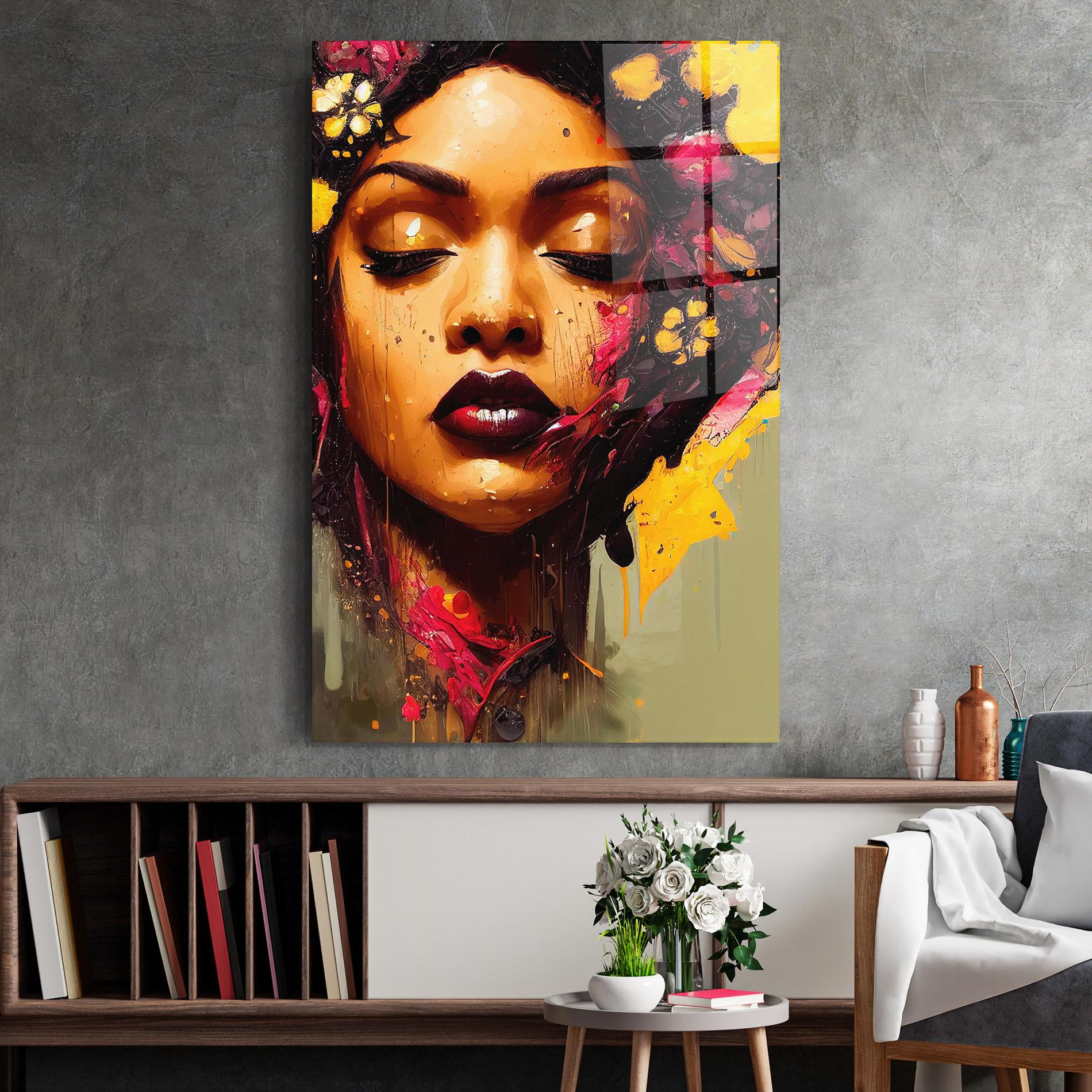 Glasbild Ebony Woman mockup 2