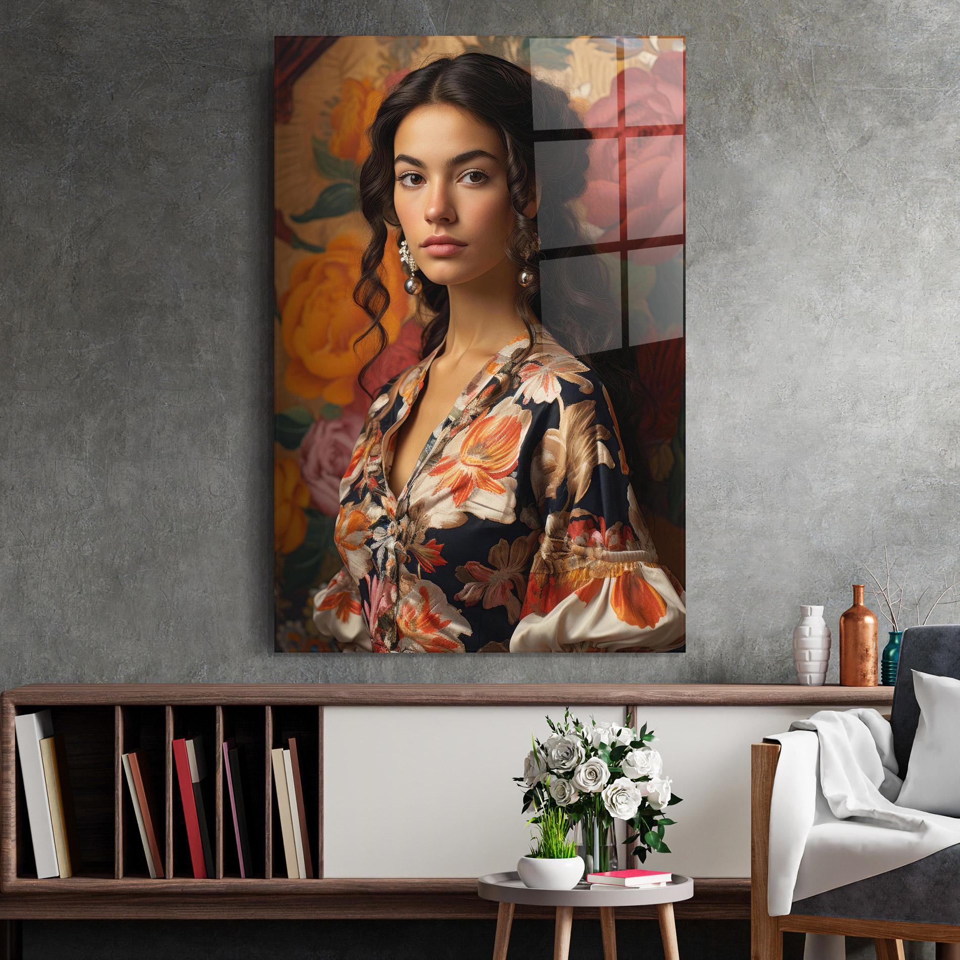 Glasbild Floral Dress Lady mockup 2