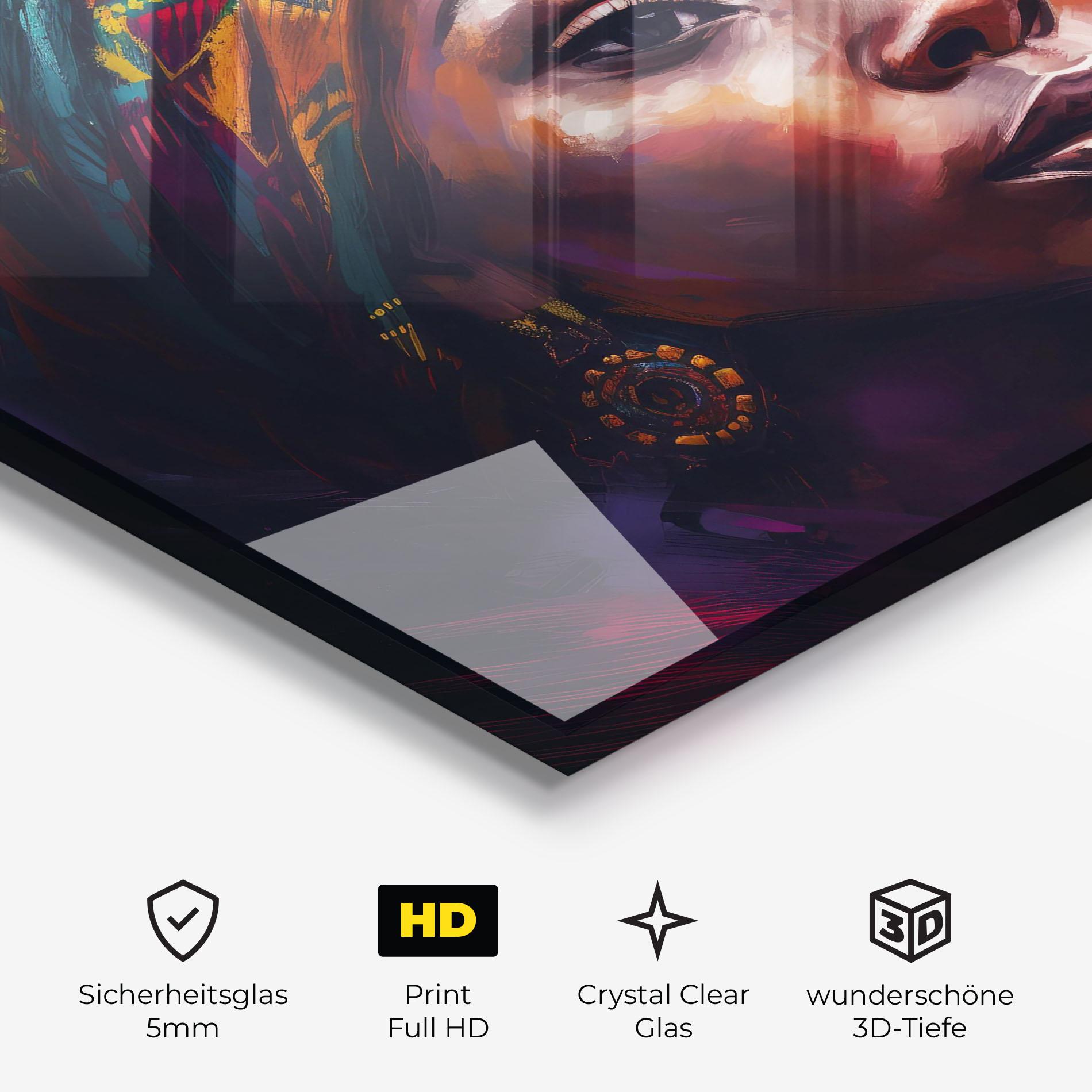 Glasbild Black Traditional Woman mockup 3