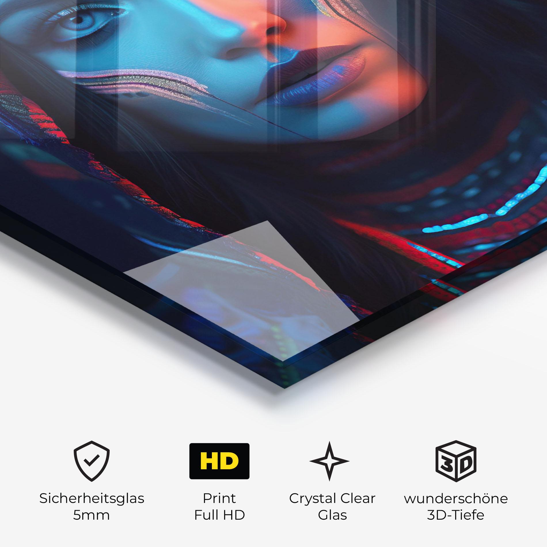 Glasbild Blue Red Light Hood mockup 3