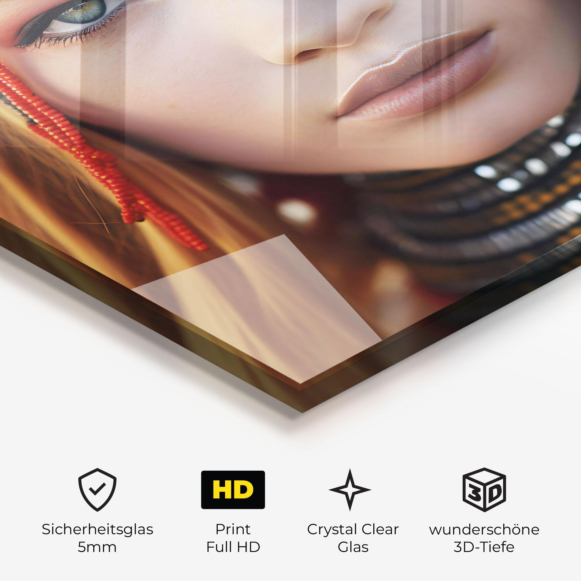 Glasbild Closeup Portrait Pretty Eyes mockup 3