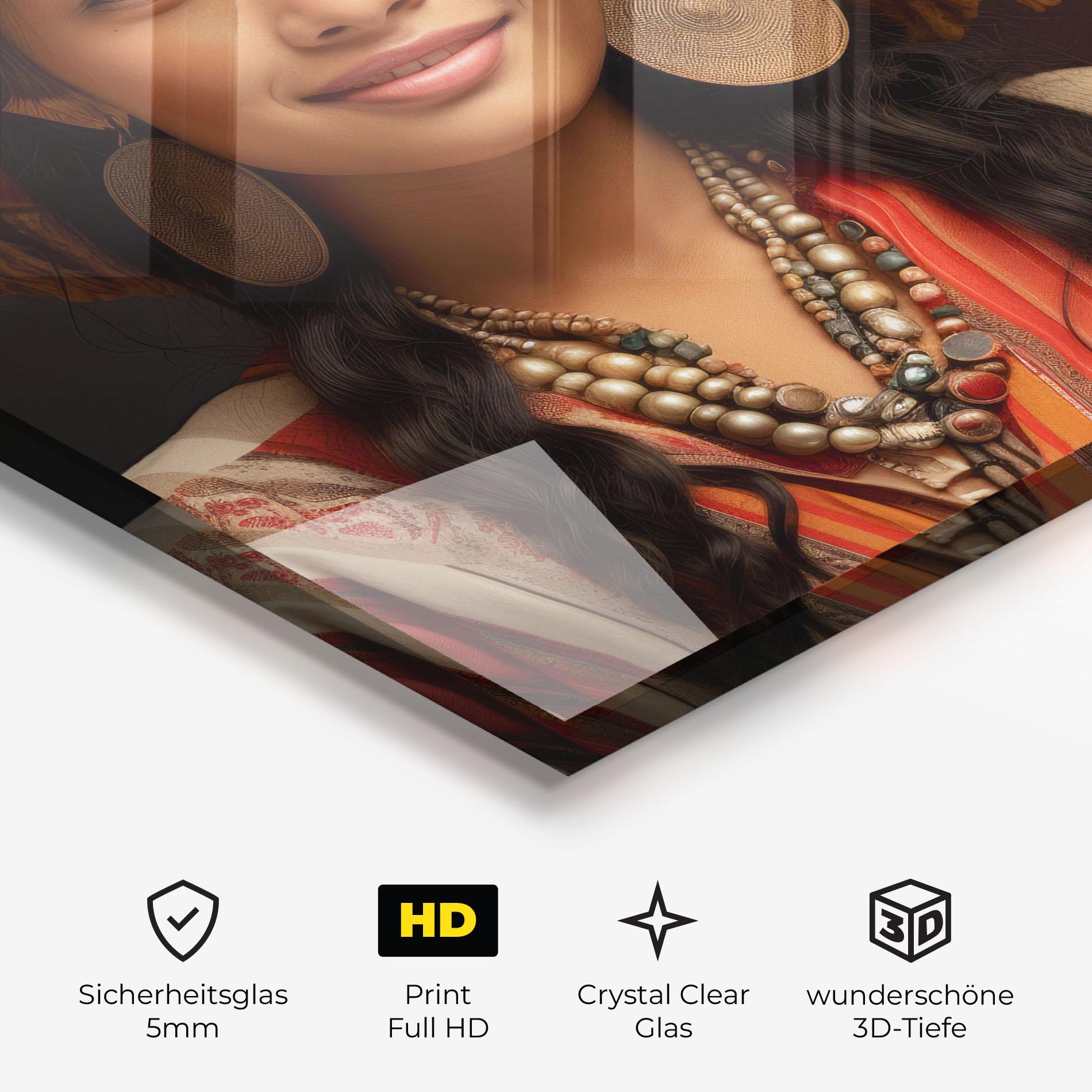 Glasbild Colorful Earrings And Hat mockup 3