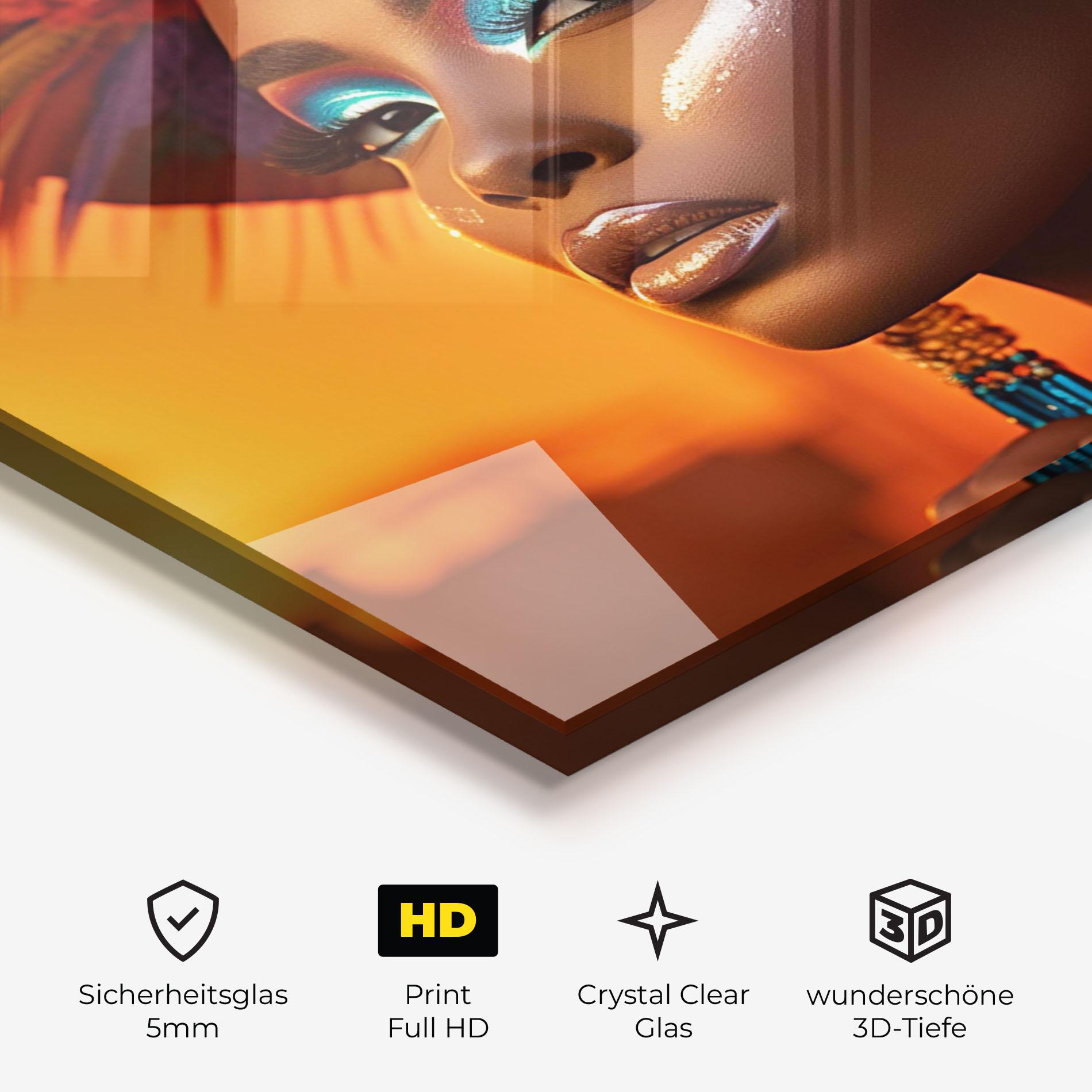 Glasbild Elaborate Makeup Woman mockup 3