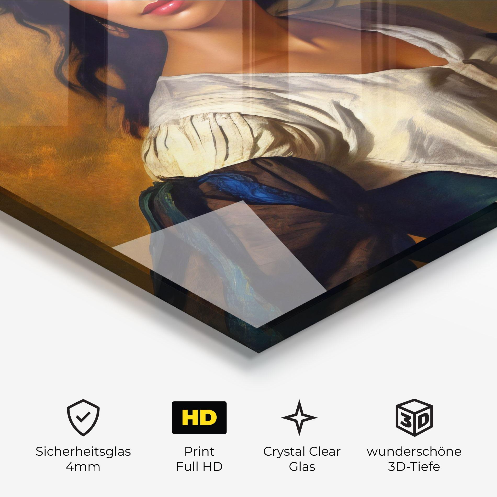 Glasbild Beautiful Brunette Art mockup 3