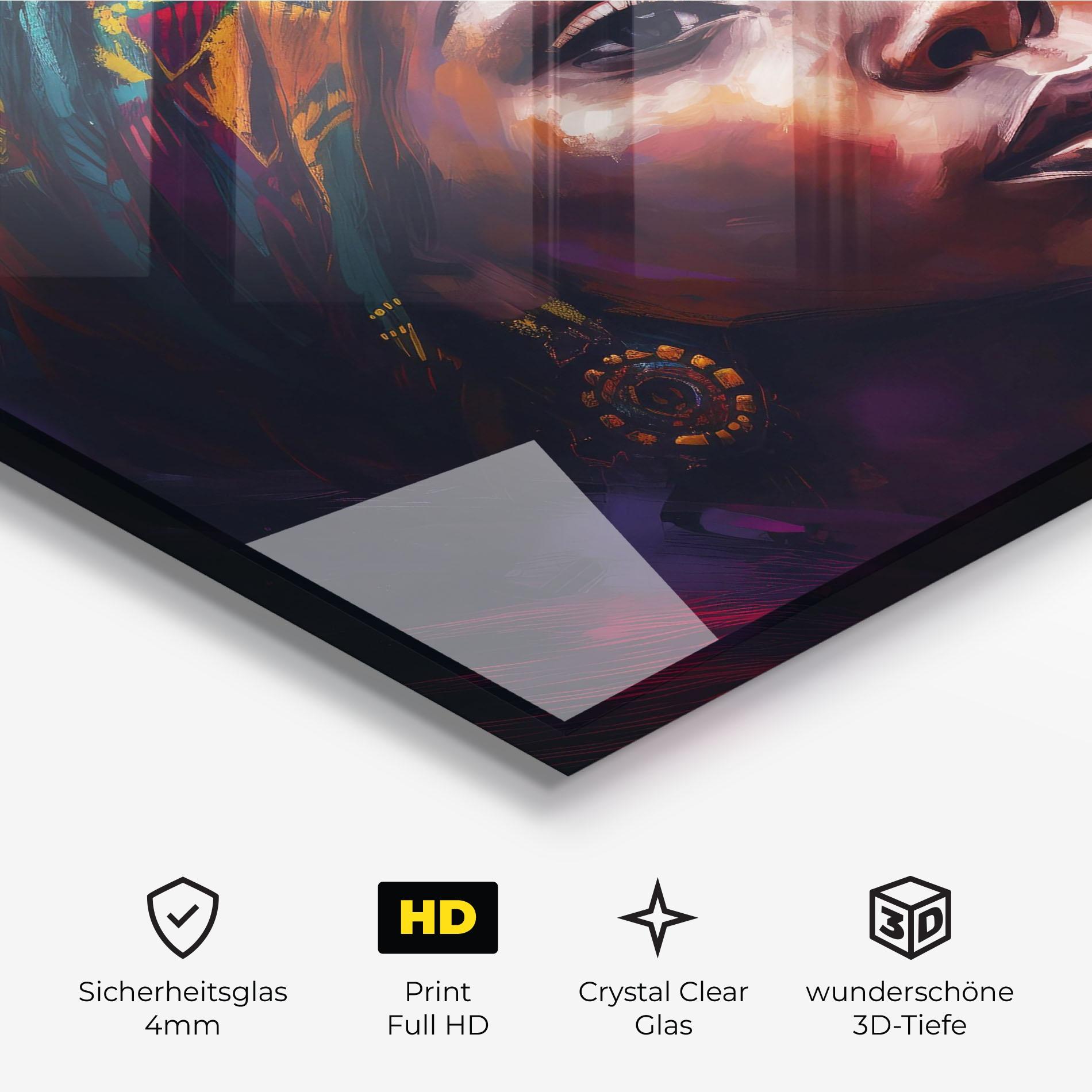 Glasbild Black Traditional Woman mockup 3