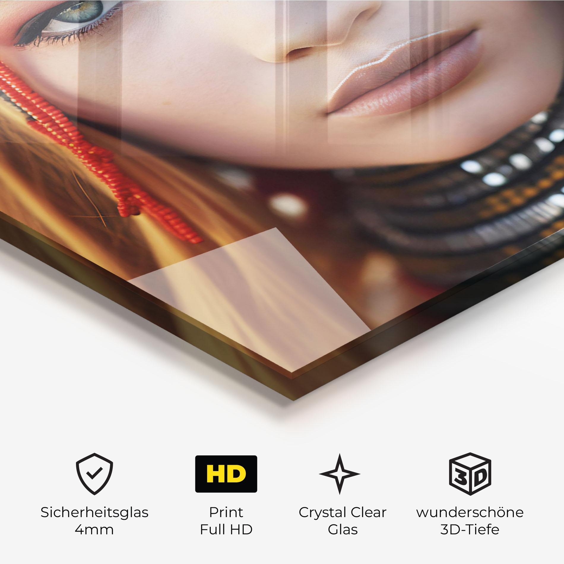 Glasbild Closeup Portrait Pretty Eyes mockup 3