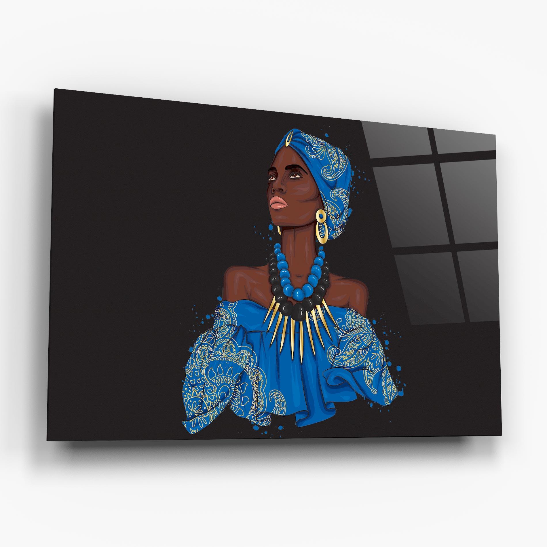 Glasbild Blue African Outfit mockup 6