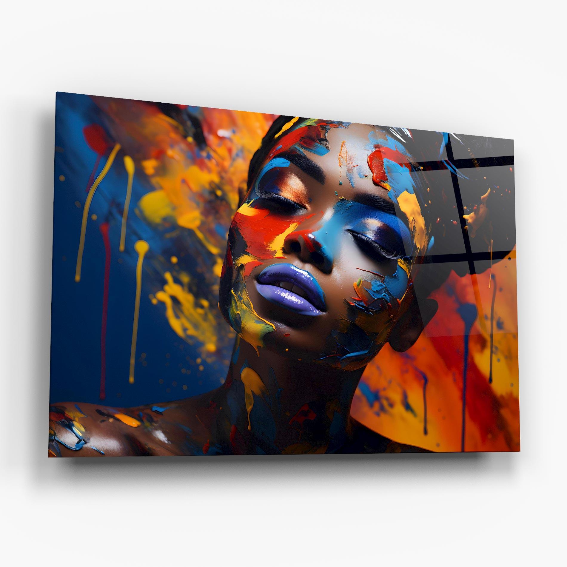 Glasbild Color Splash African Woman mockup 6