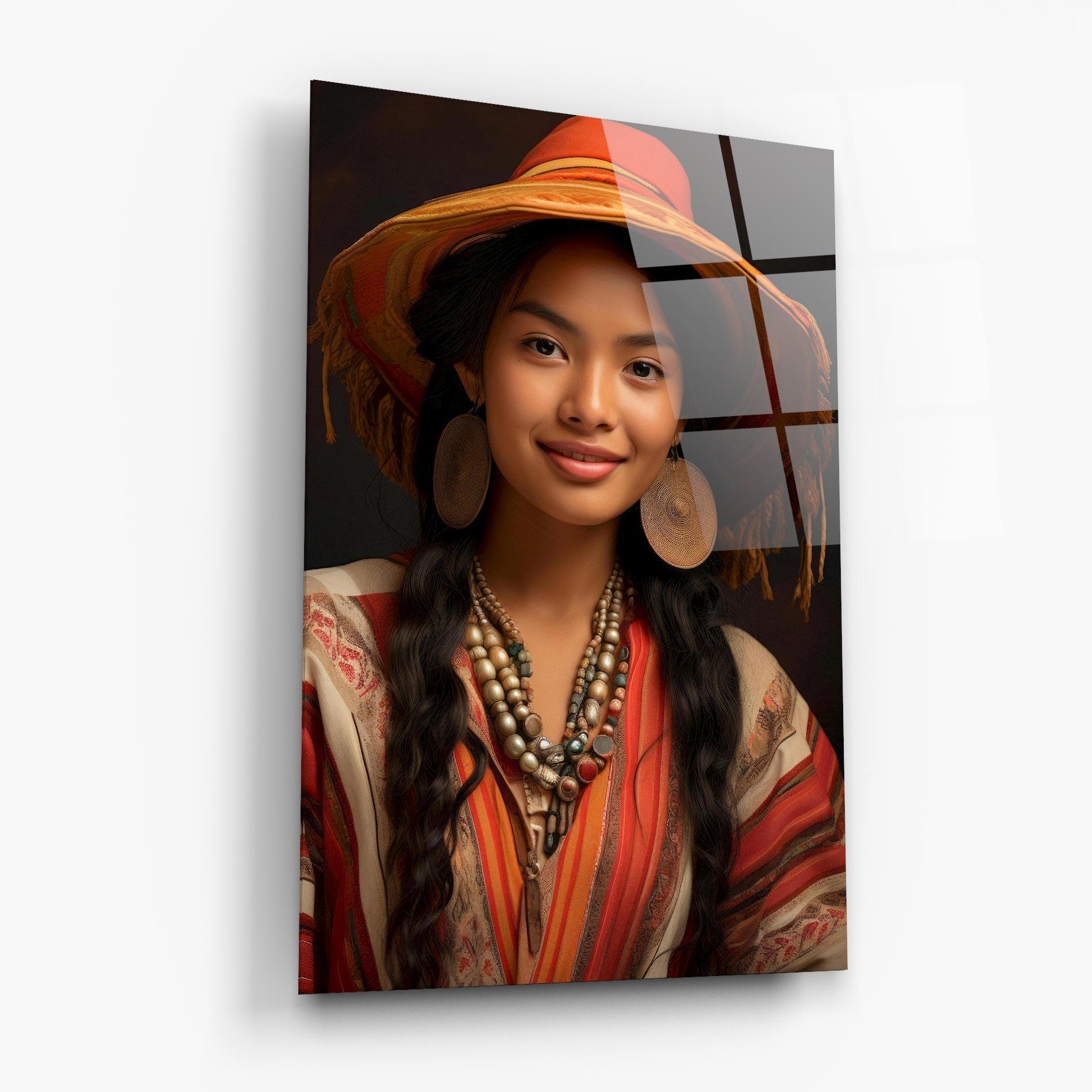 Glasbild Colorful Earrings And Hat mockup 6