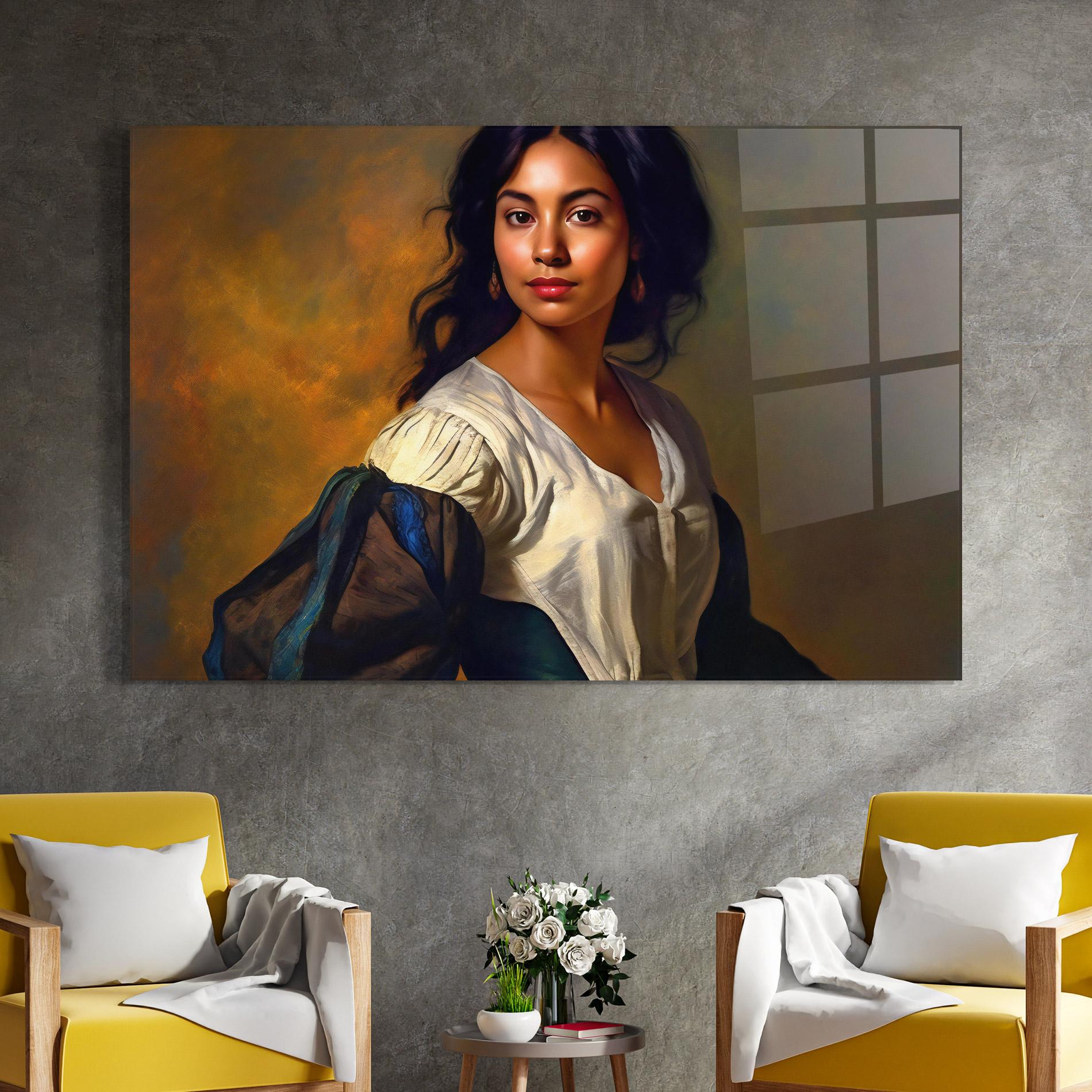 Glasbild Beautiful Brunette Art mockup 4