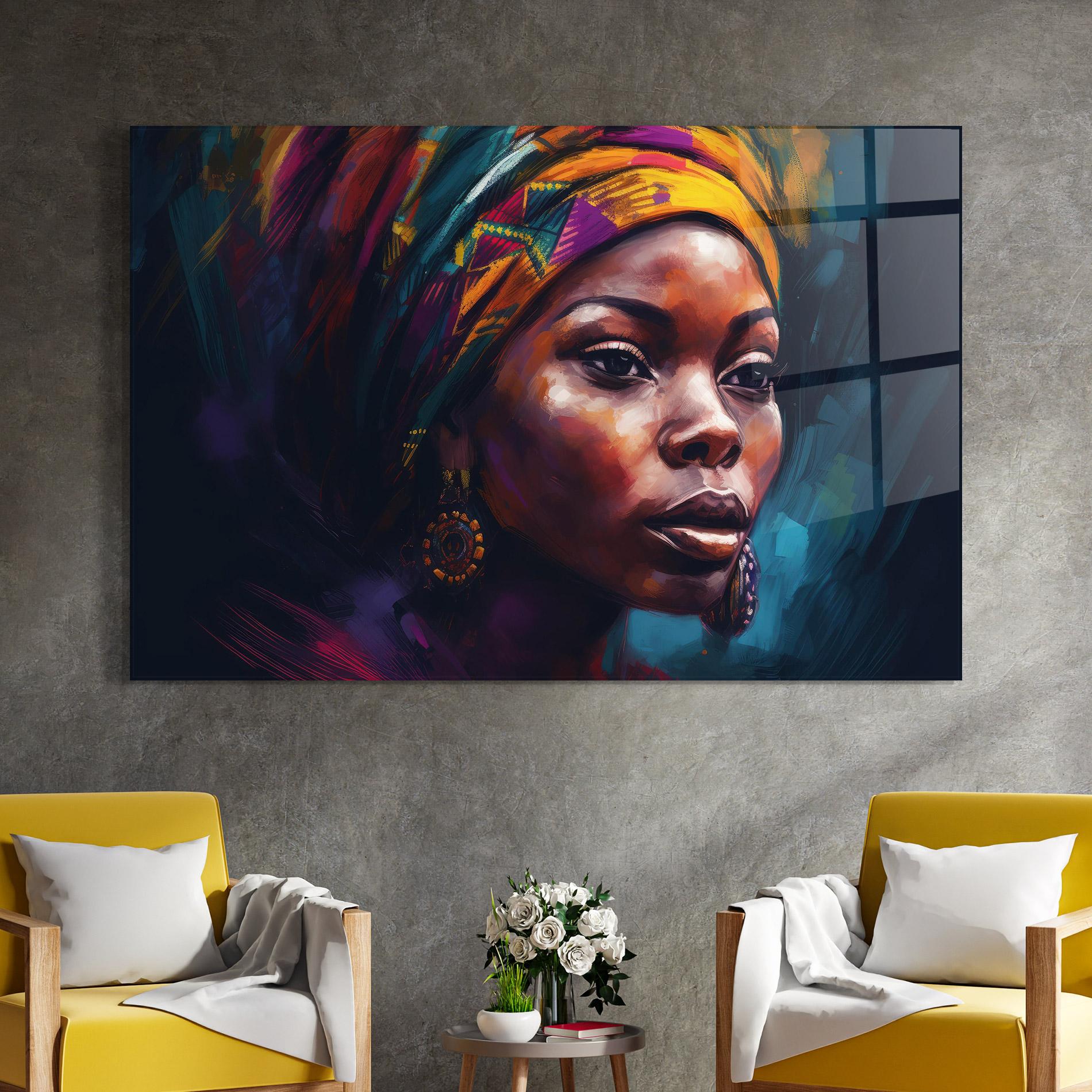 Glasbild Black Traditional Woman mockup 4