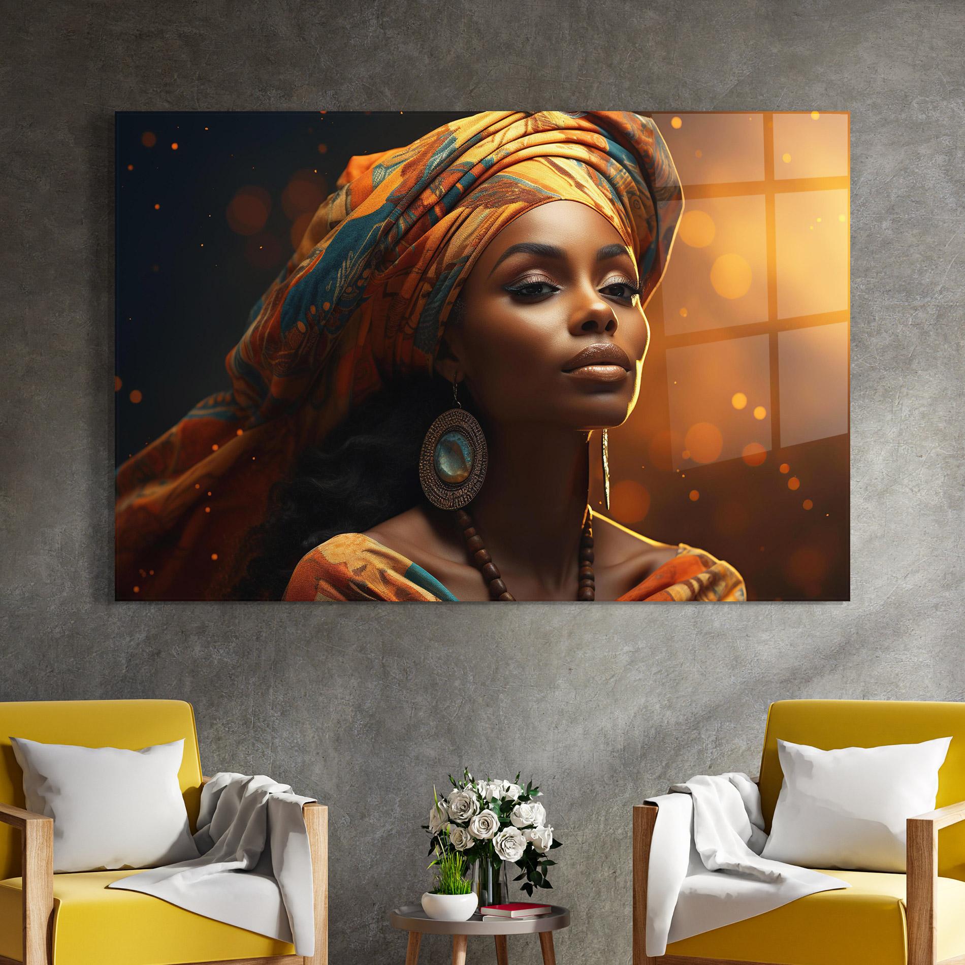 Glasbild Fashion African Portrait mockup 4