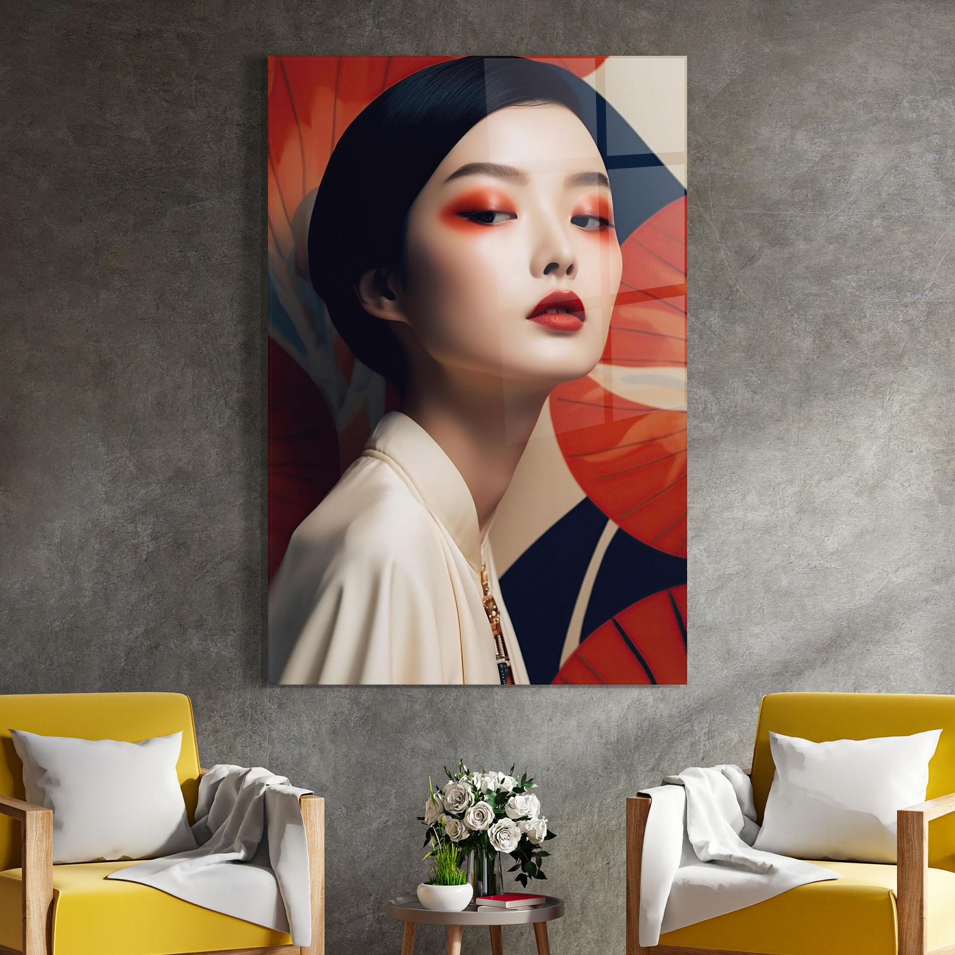 Glasbild Asiatic Red Lips mockup 4