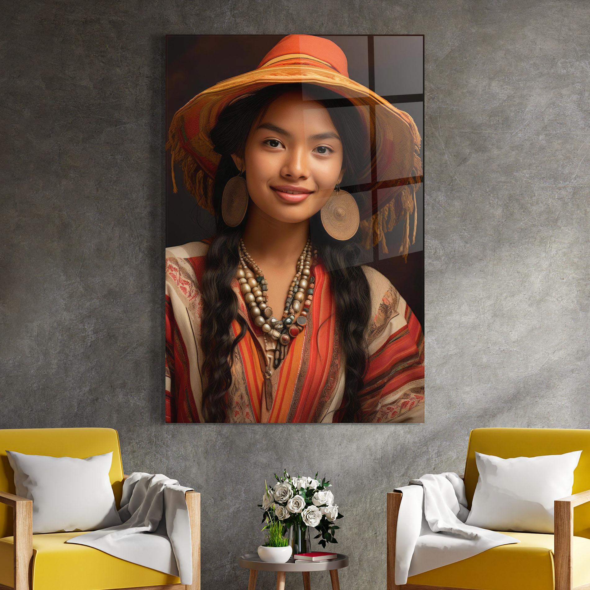 Glasbild Colorful Earrings And Hat mockup 4