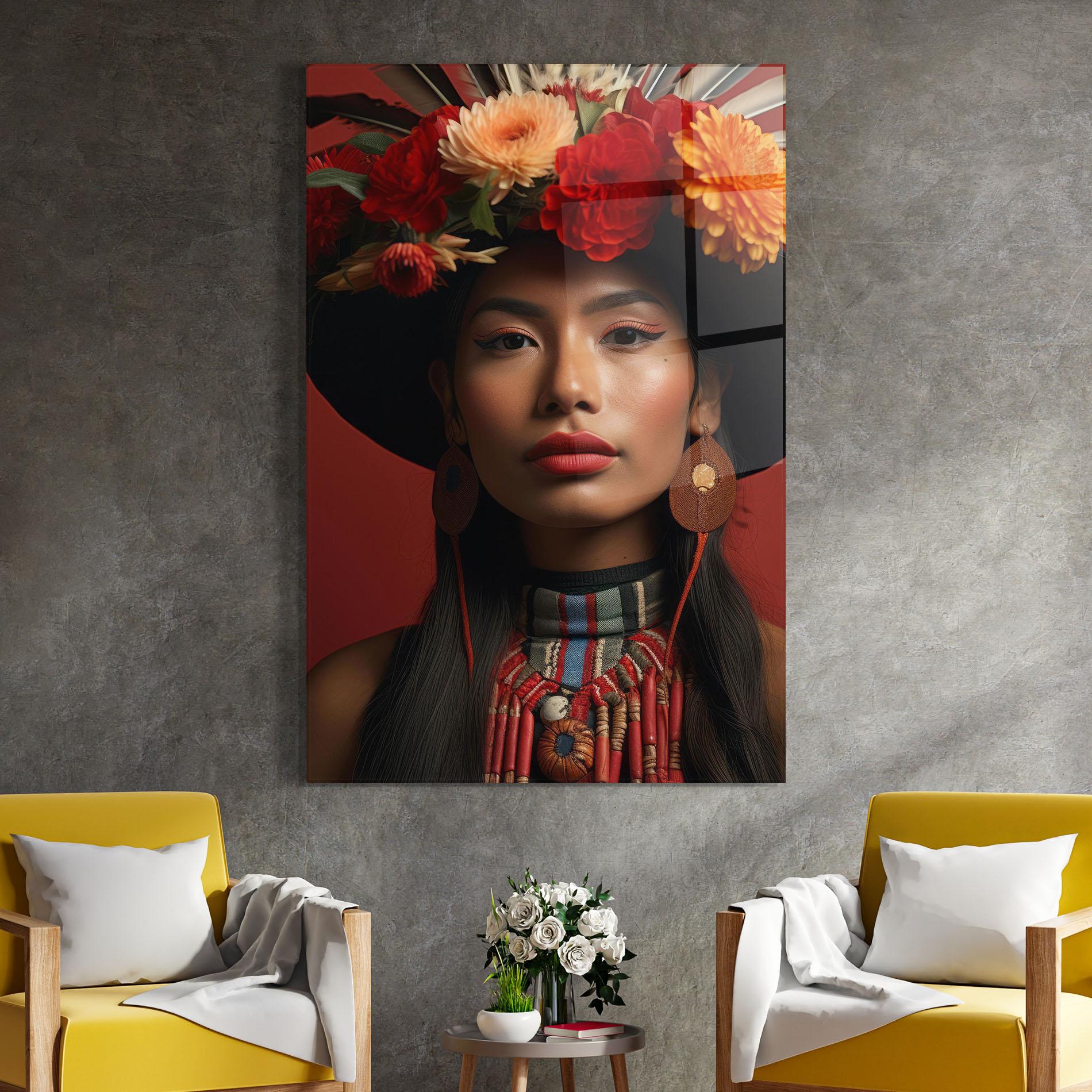 Glasbild Colorful Flowers Hat mockup 4