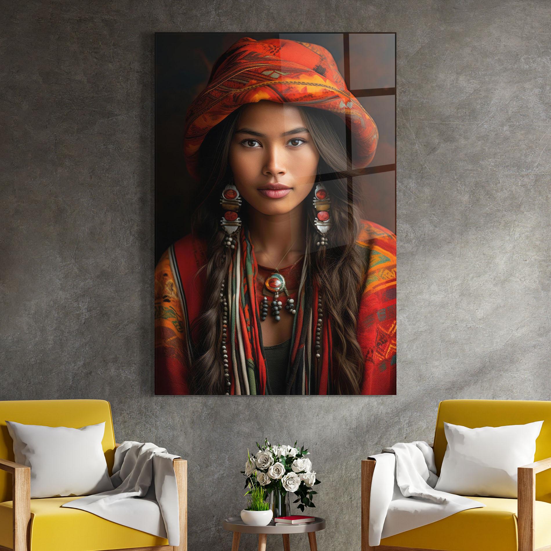 Glasbild Colorful Hat And Earrings mockup 4