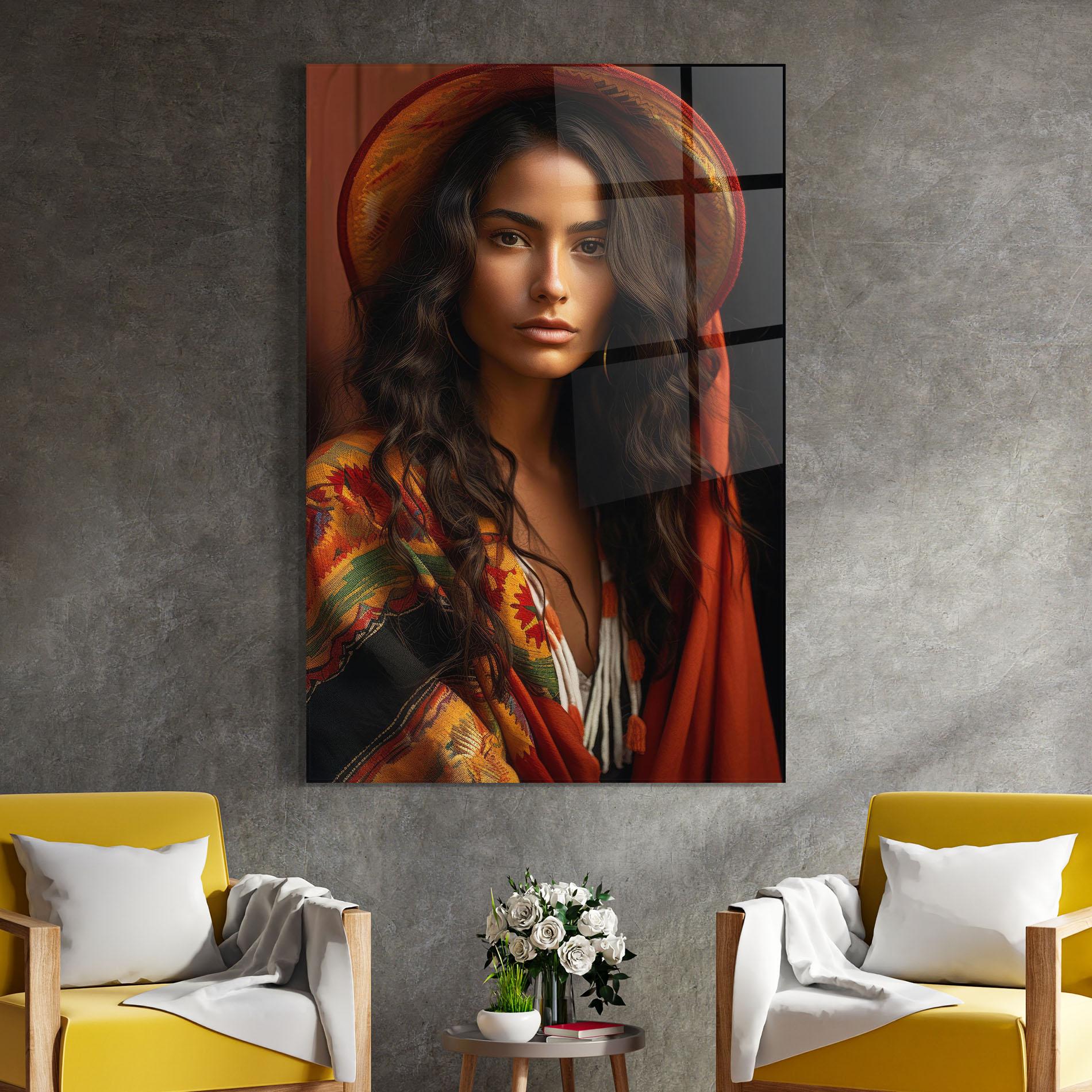 Glasbild Colorful Hat And Scarf mockup 4