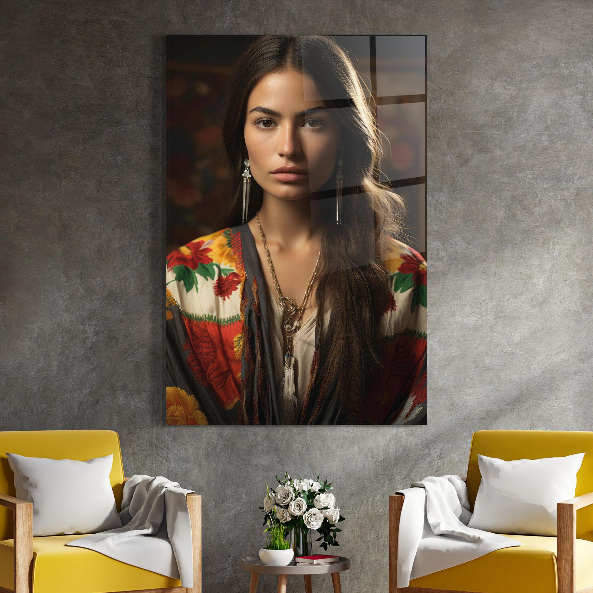 Glasbild Colorful Shawl mockup 4