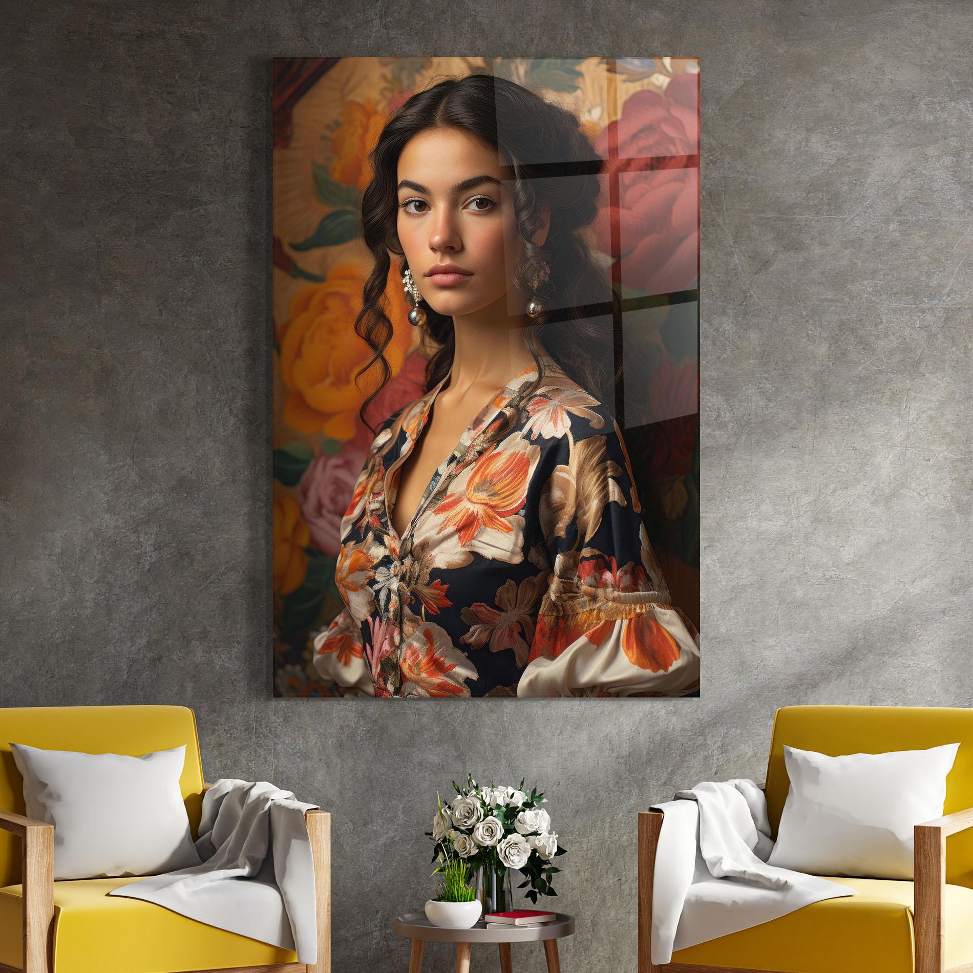 Glasbild Floral Dress Lady mockup 4