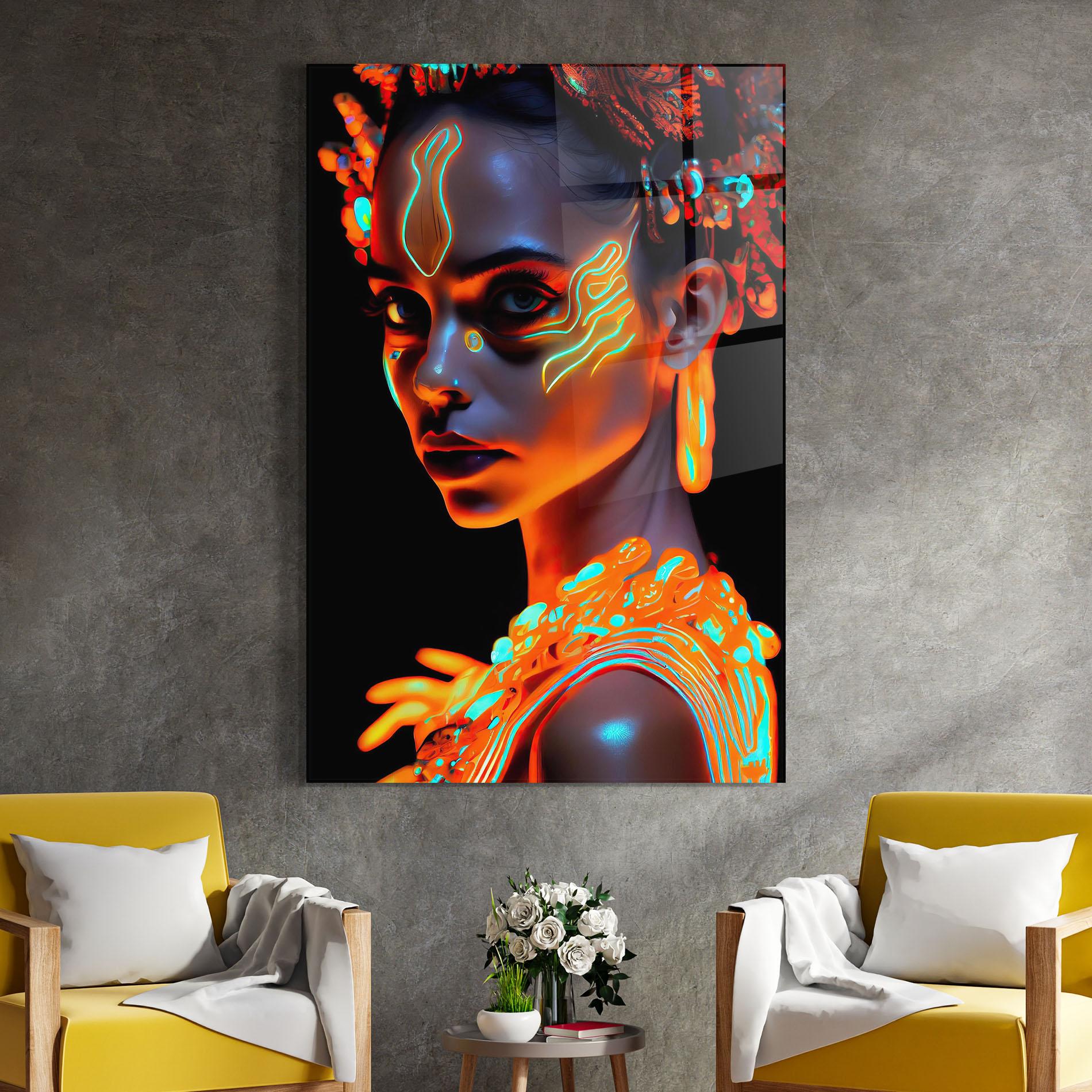 Glasbild Glowing Face Paint mockup 4