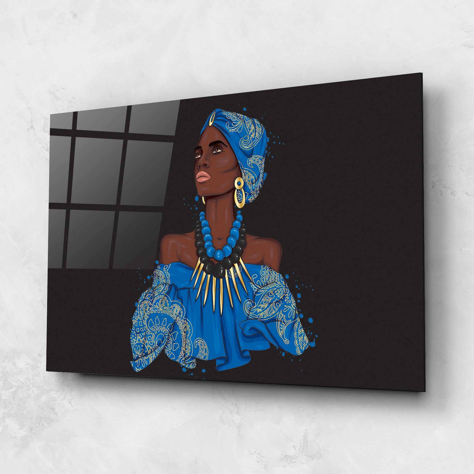 Glasbild Blue African Outfit mockup 1