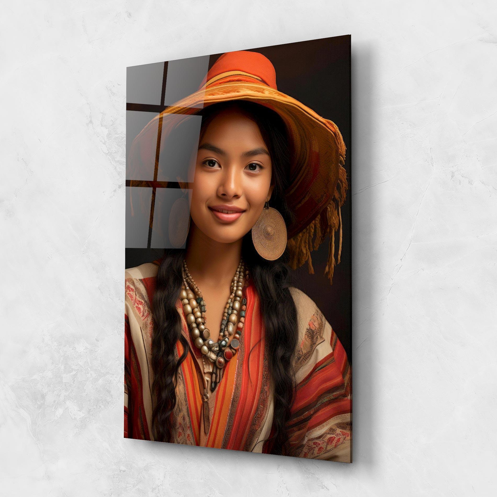 Glasbild Colorful Earrings And Hat mockup 1