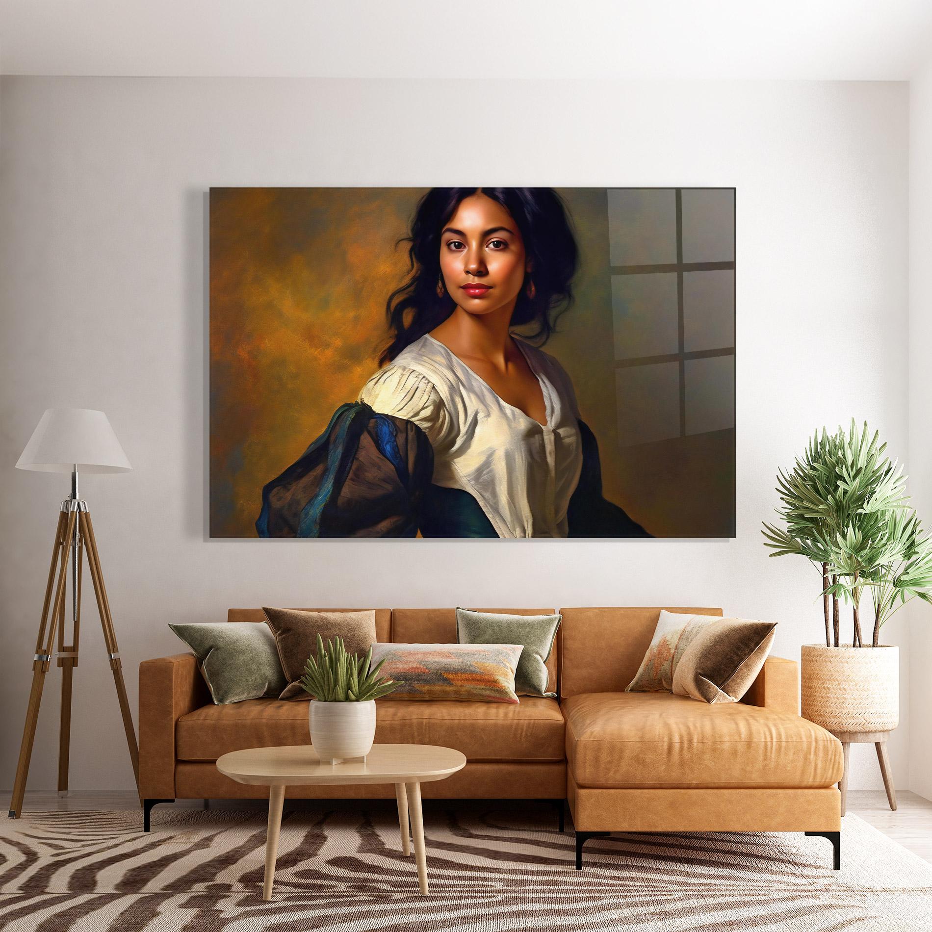 Glasbild Beautiful Brunette Art mockup 7