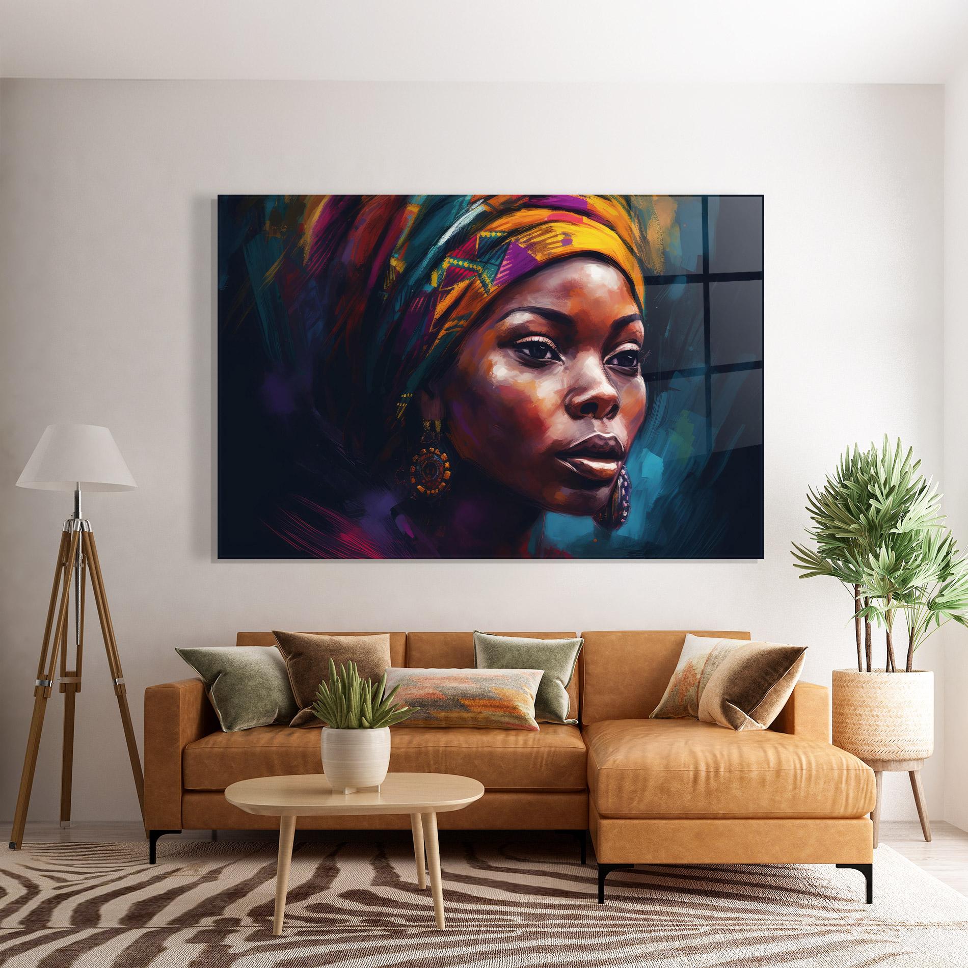 Glasbild Black Traditional Woman mockup 7