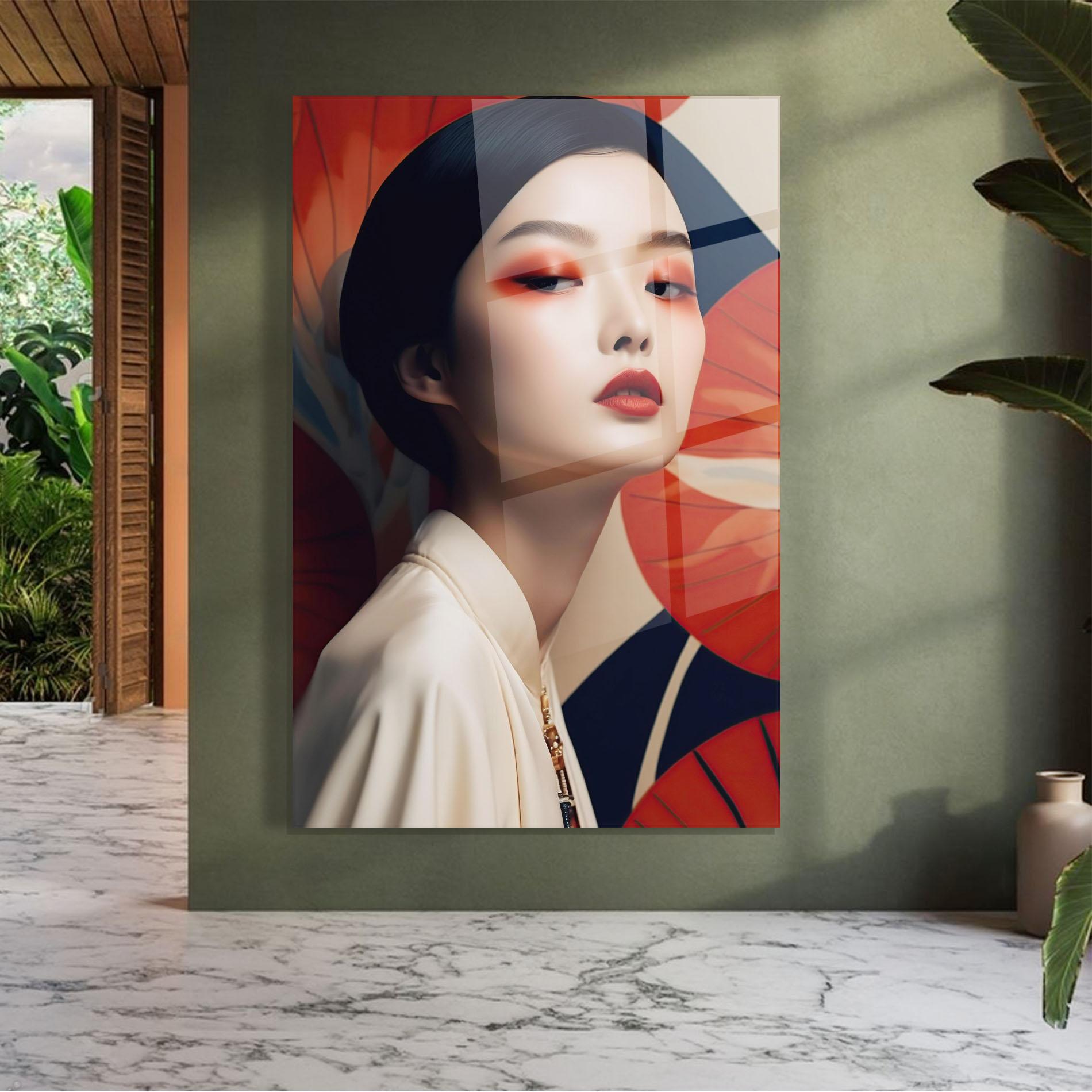 Glasbild Asiatic Red Lips mockup 7