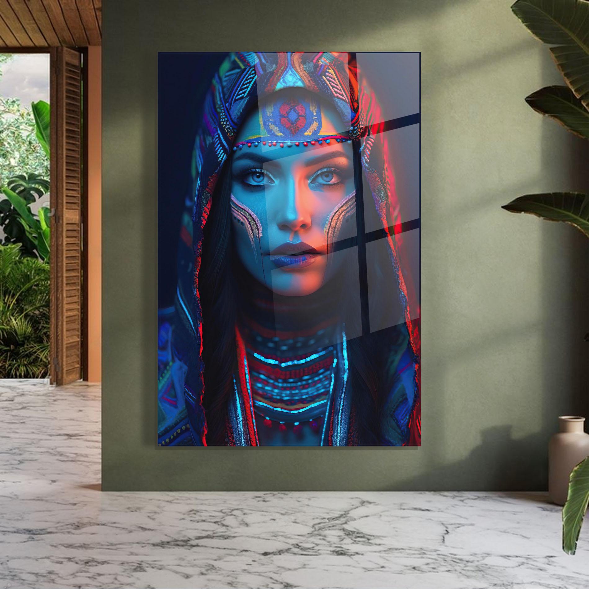 Glasbild Blue Red Light Hood mockup 7