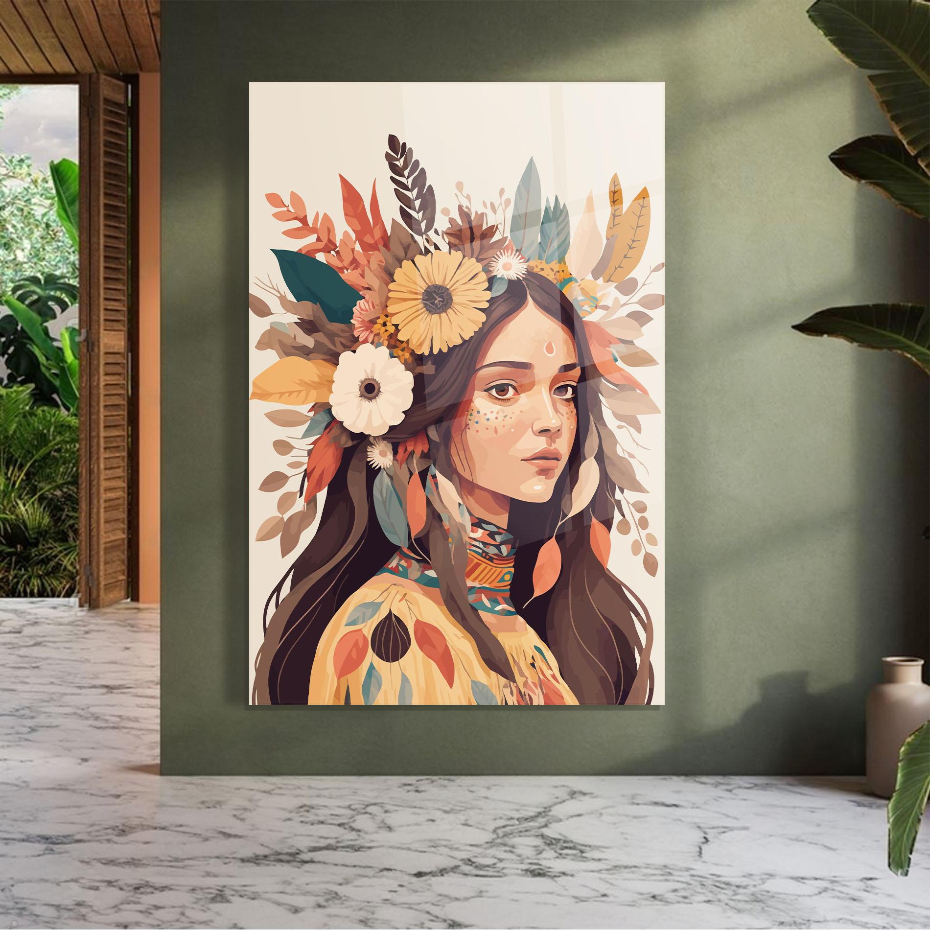 Glasbild Boho Girl mockup 7