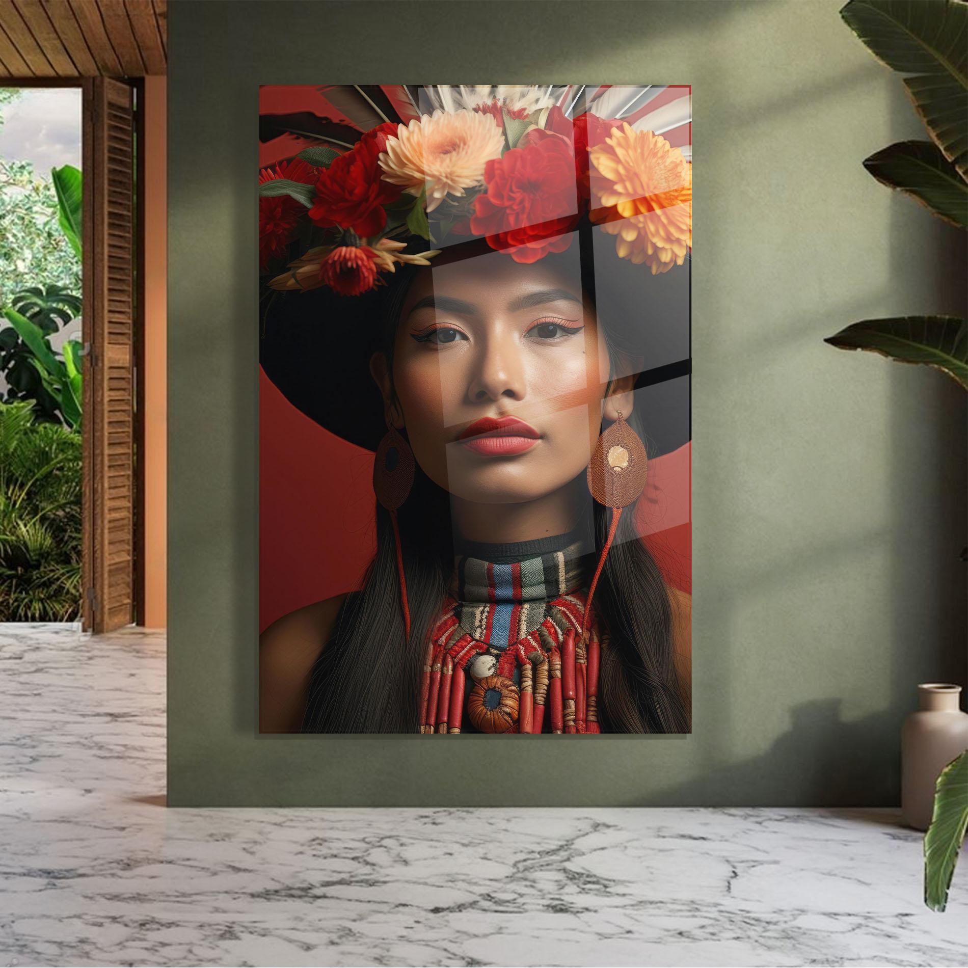 Glasbild Colorful Flowers Hat mockup 7