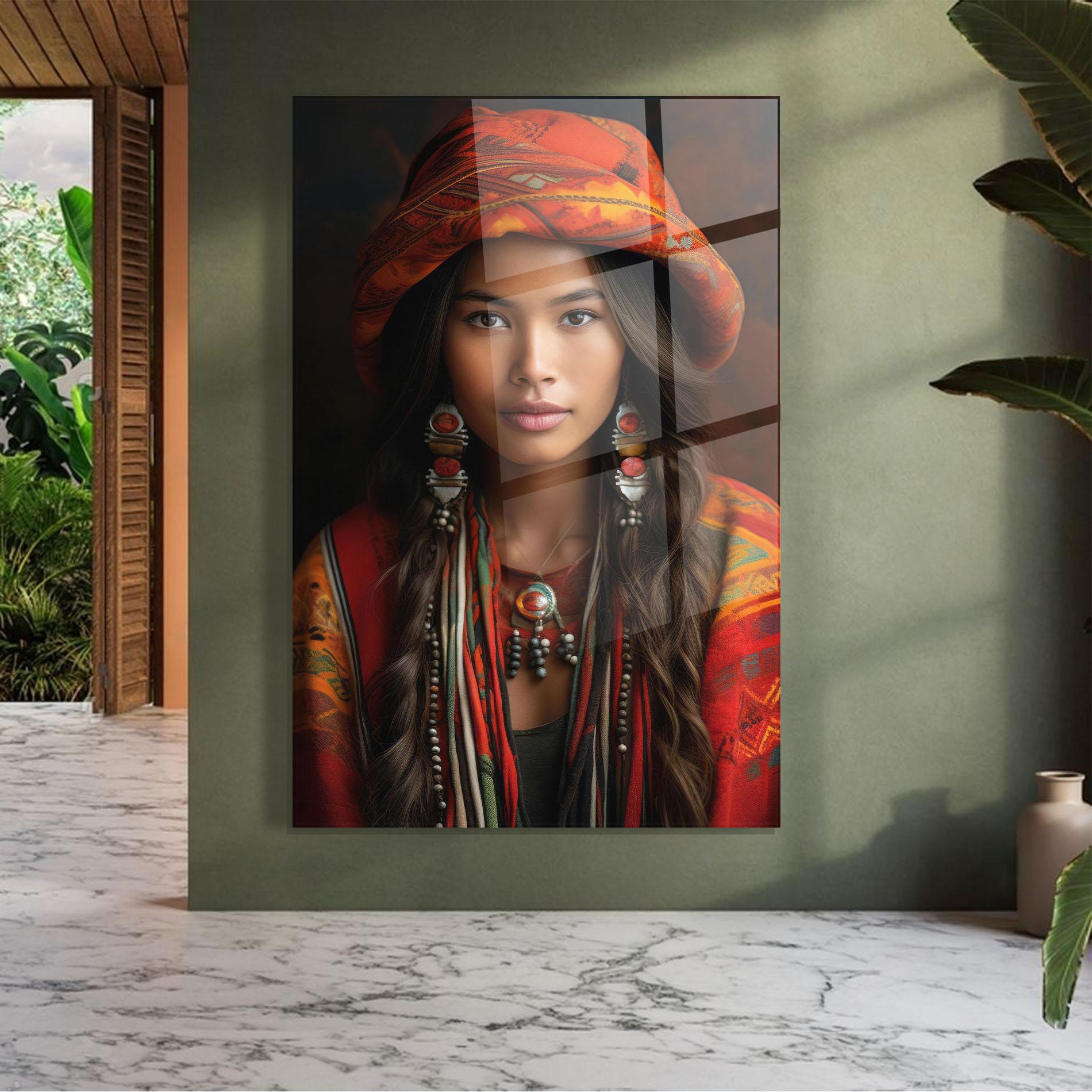 Glasbild Colorful Hat And Earrings mockup 7