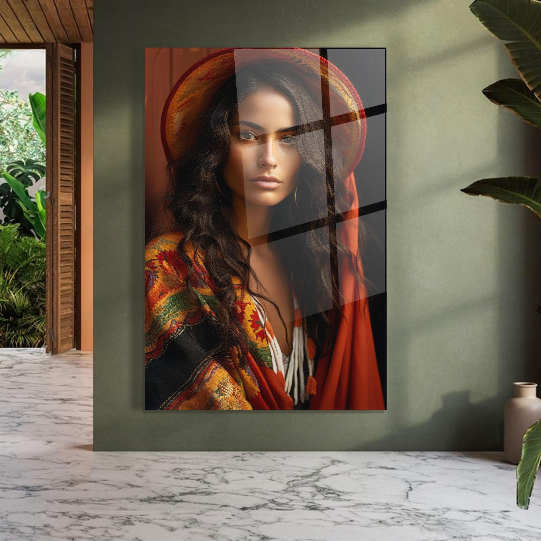 Glasbild Colorful Hat And Scarf mockup 7