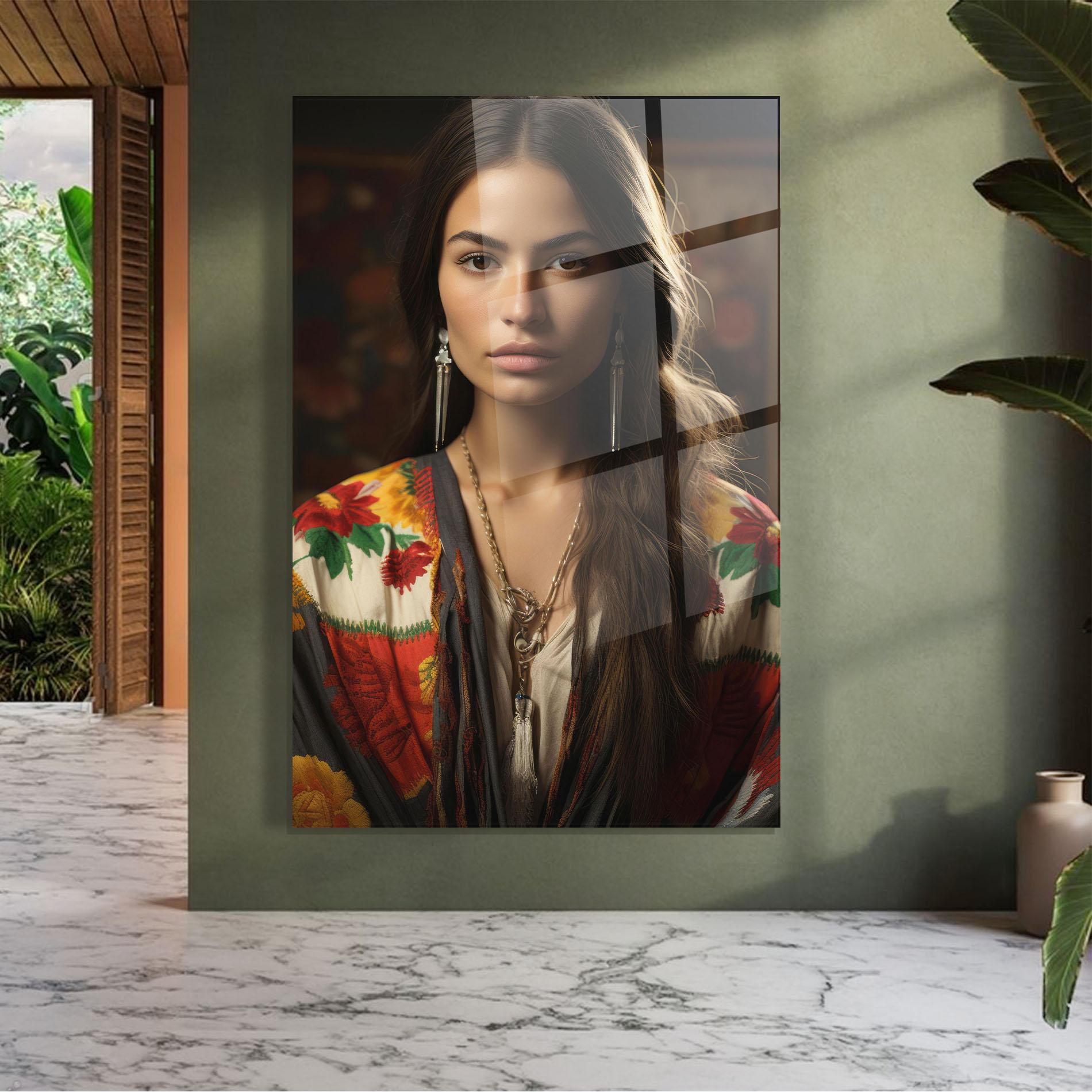 Glasbild Colorful Shawl mockup 7