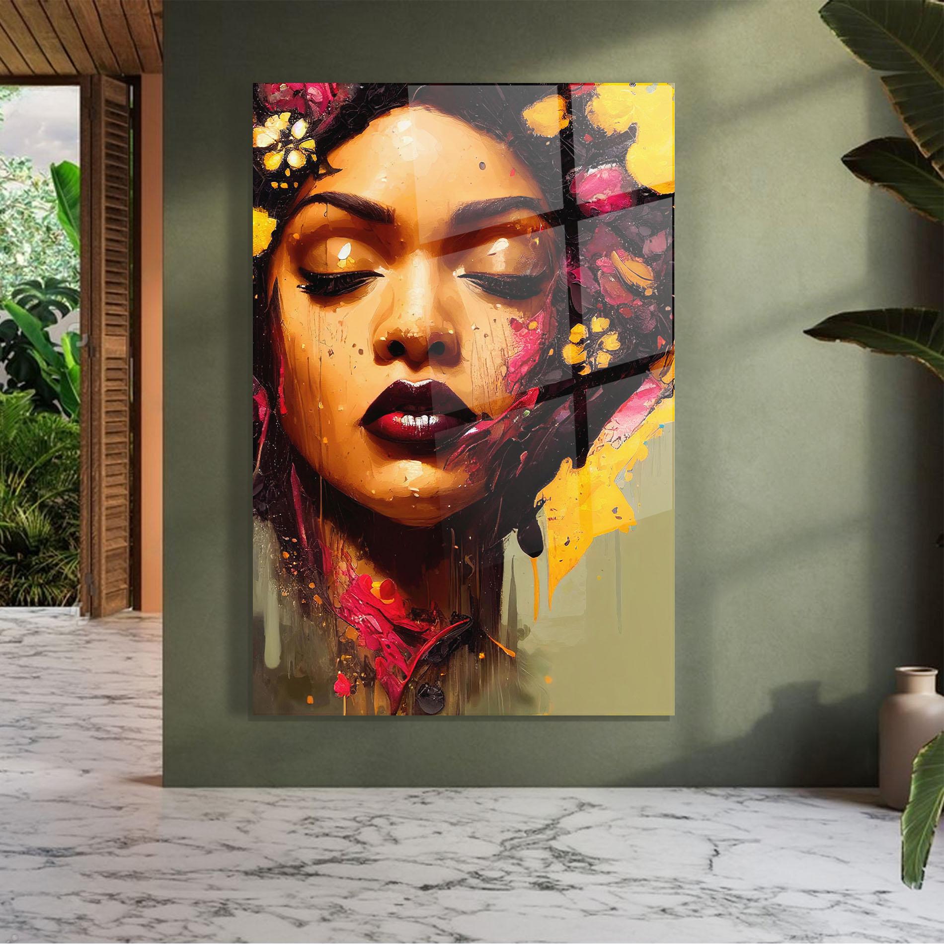 Glasbild Ebony Woman mockup 7