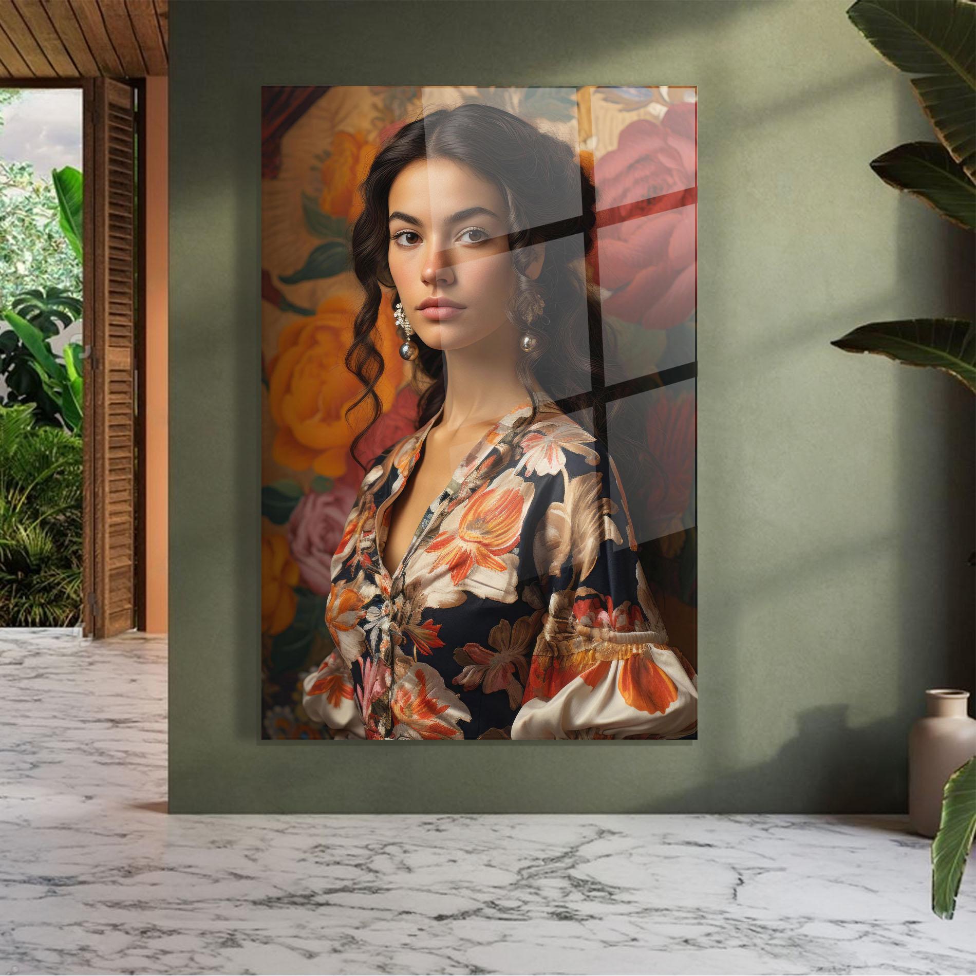 Glasbild Floral Dress Lady mockup 7