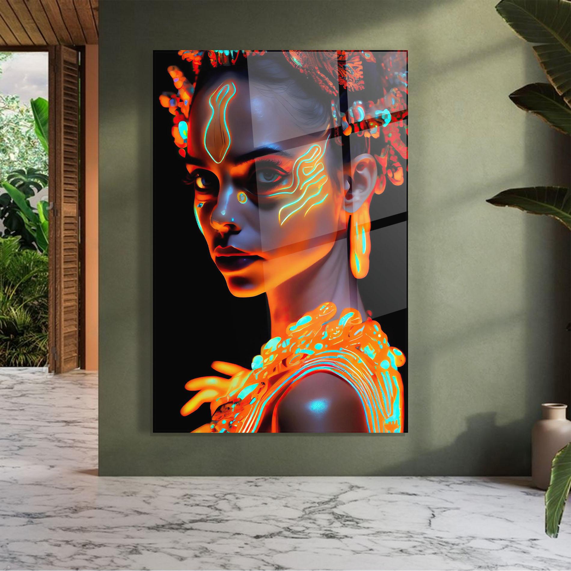 Glasbild Glowing Face Paint mockup 7