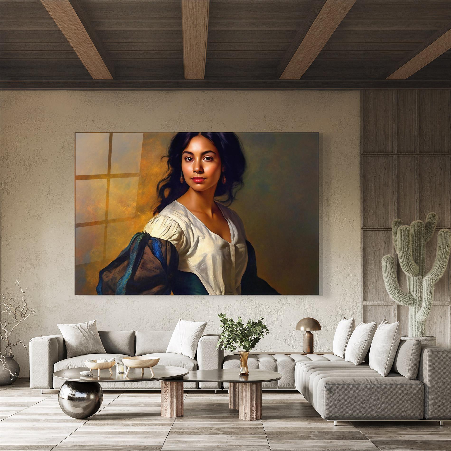 Glasbild Beautiful Brunette Art mockup 8