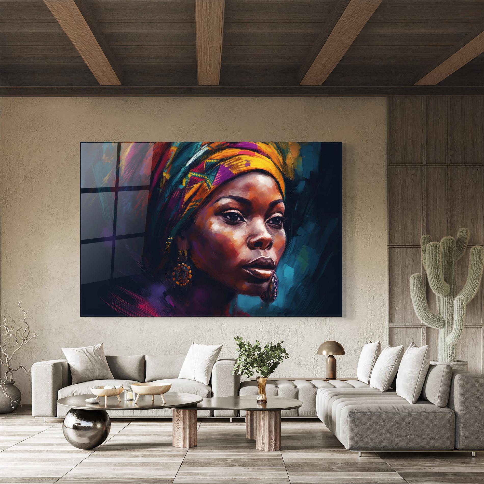 Glasbild Black Traditional Woman mockup 8