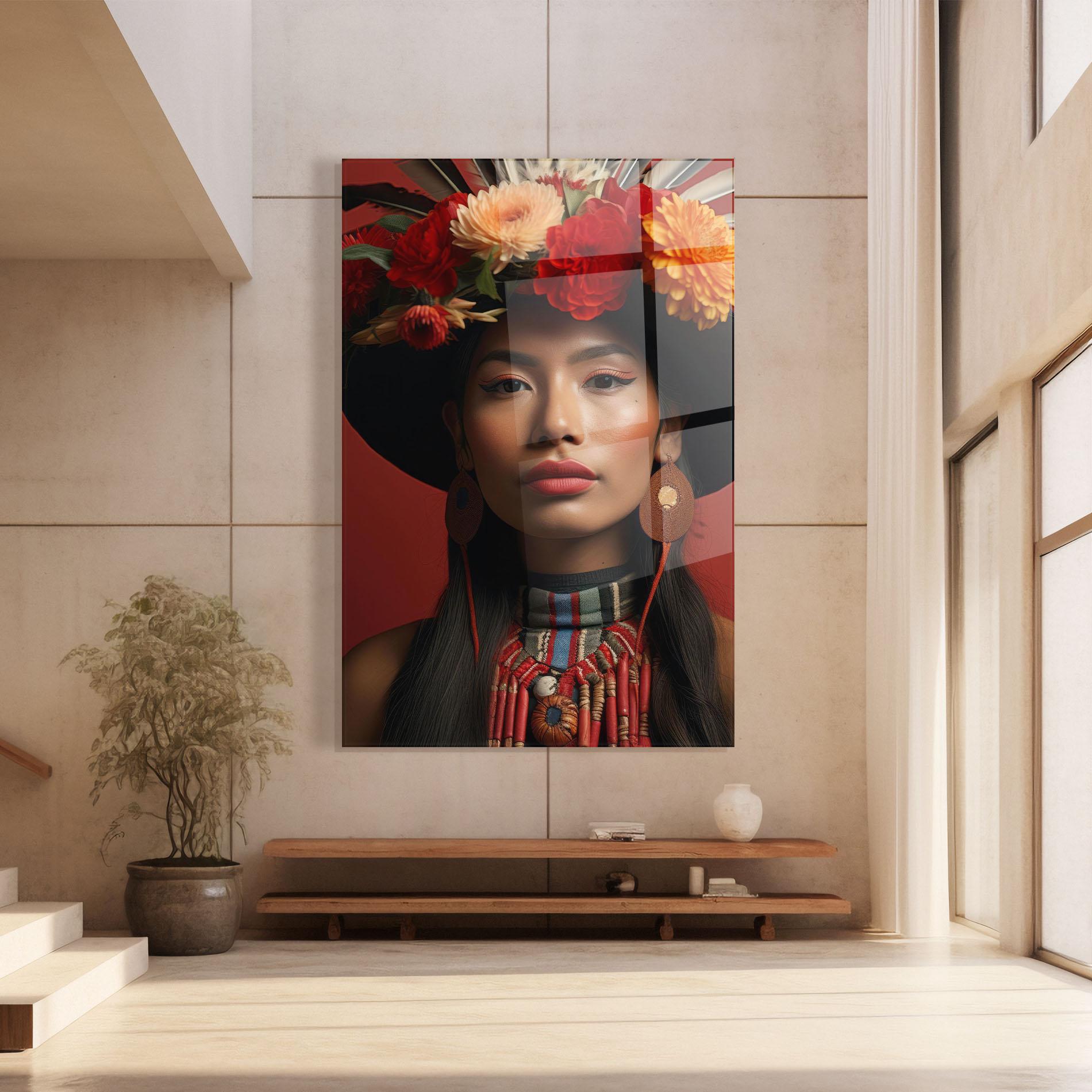 Glasbild Colorful Flowers Hat mockup 8