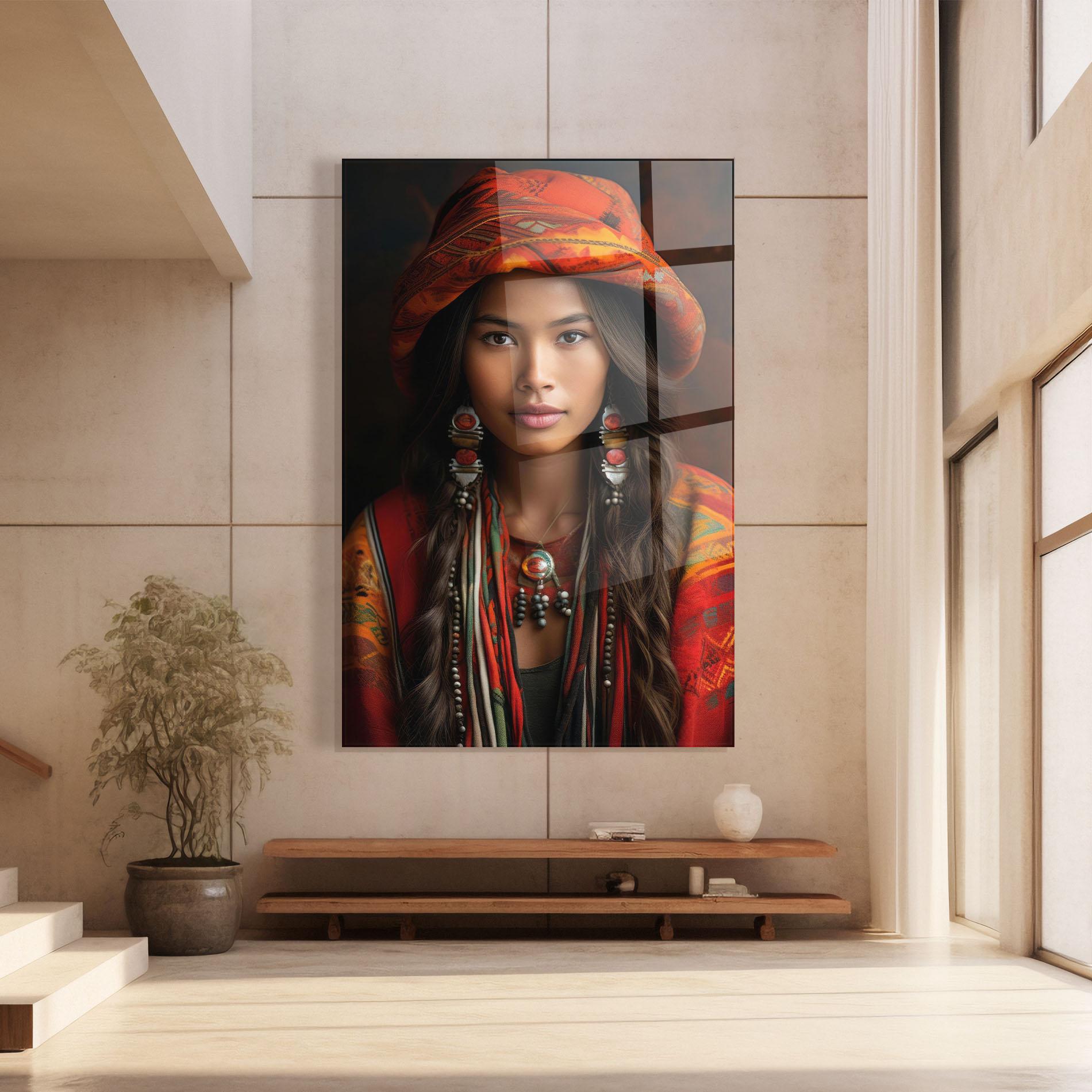 Glasbild Colorful Hat And Earrings mockup 8