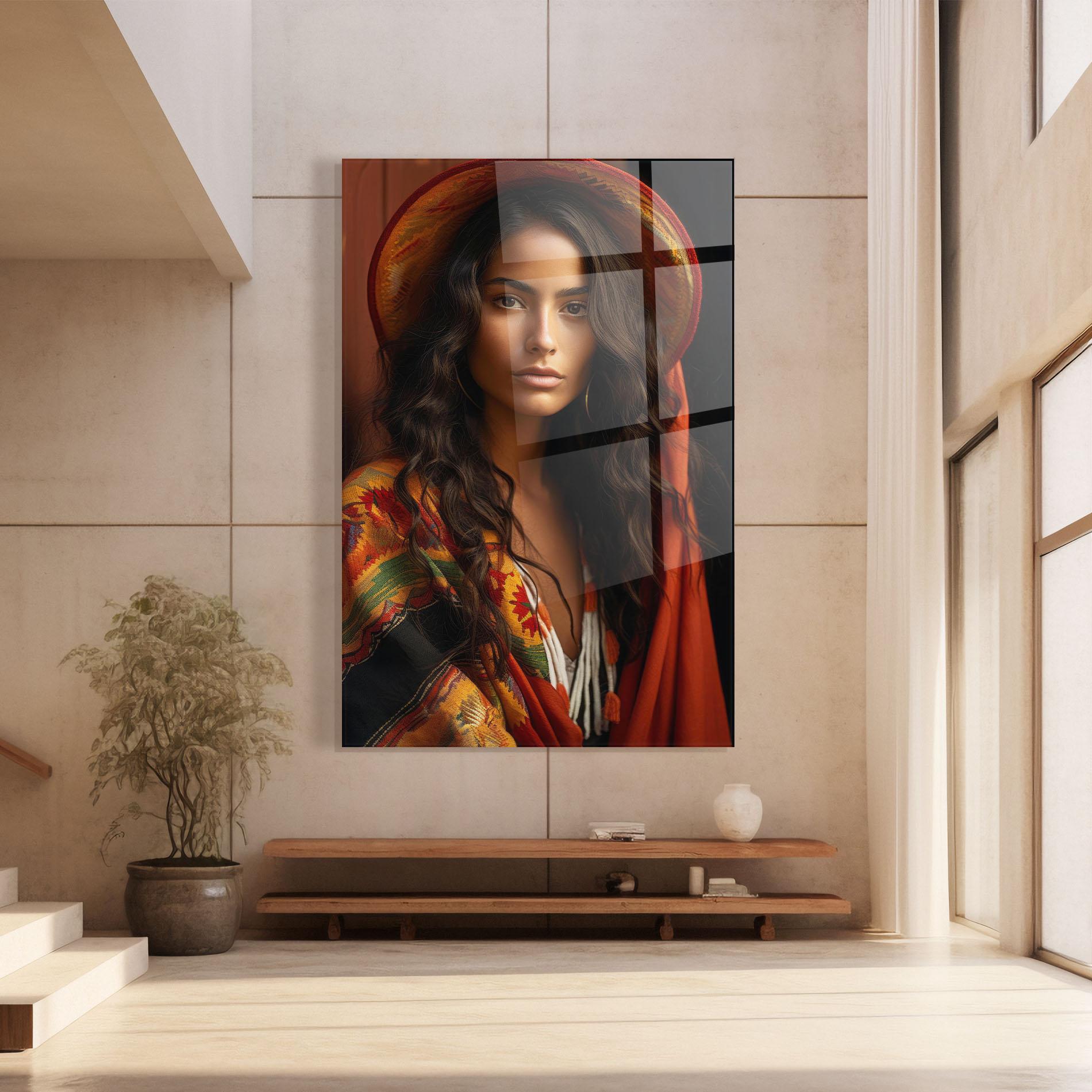 Glasbild Colorful Hat And Scarf mockup 8